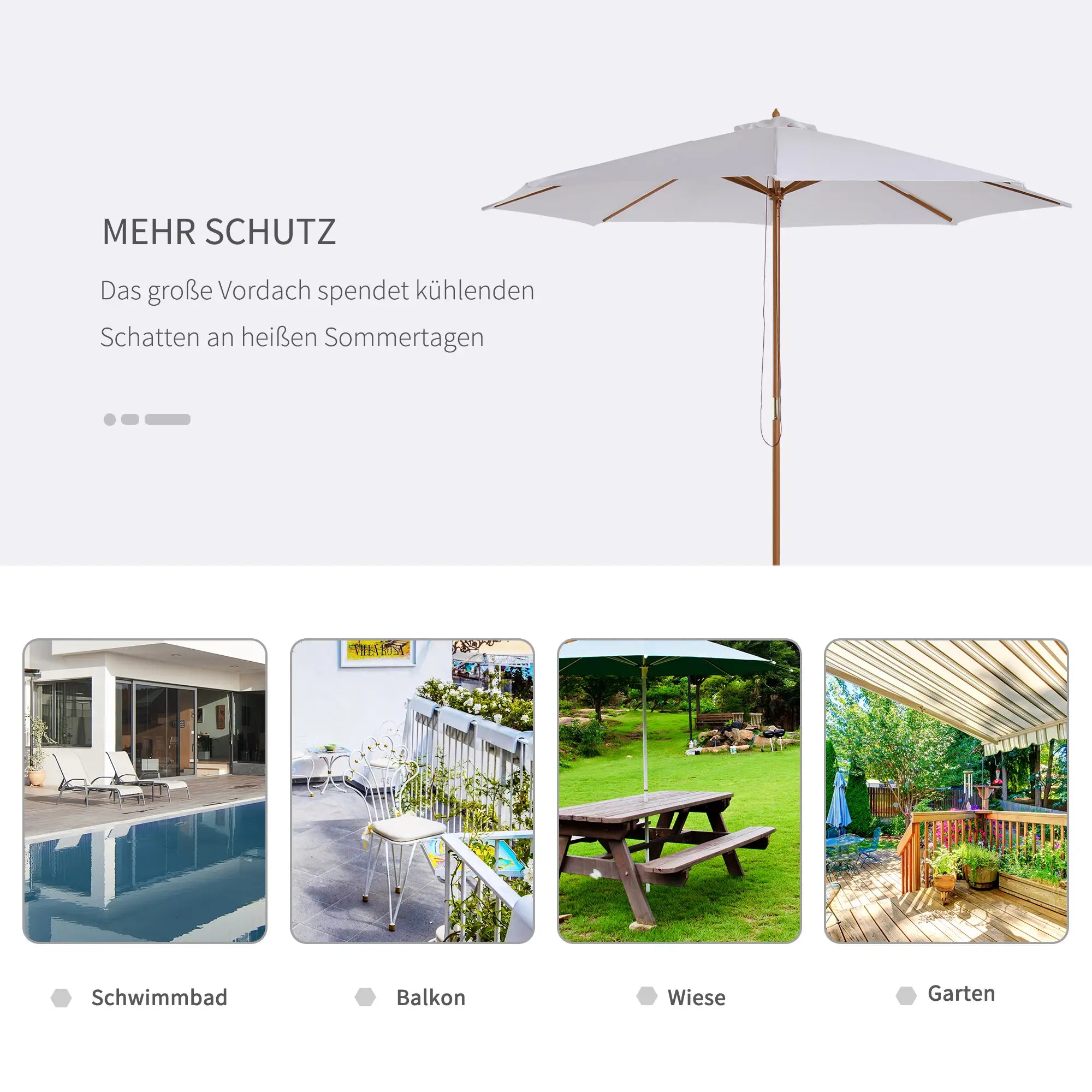 Outsunny Sonnenschirm Holz 300 cm Holzschirm Gartenschirm Archiv