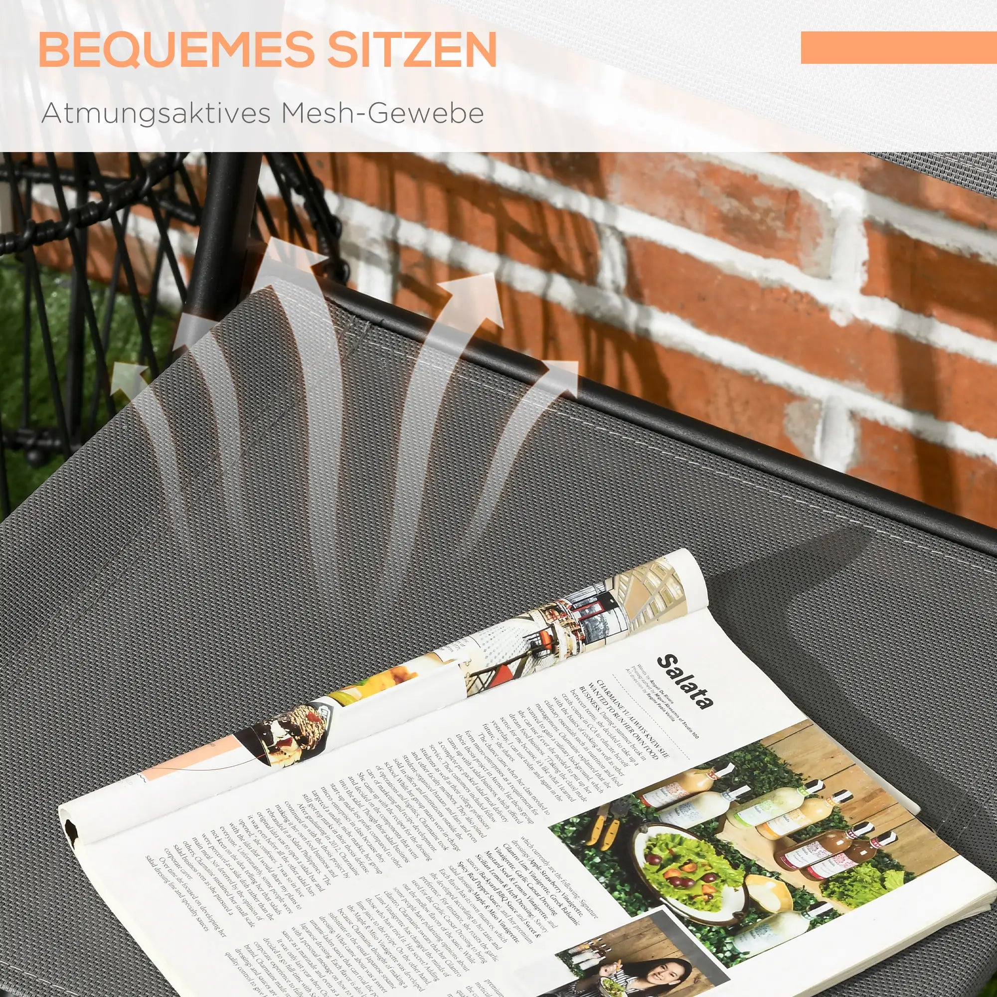 Outsunny Garten-Bistroset 3-teilig klappbar Hartglas-Tisch