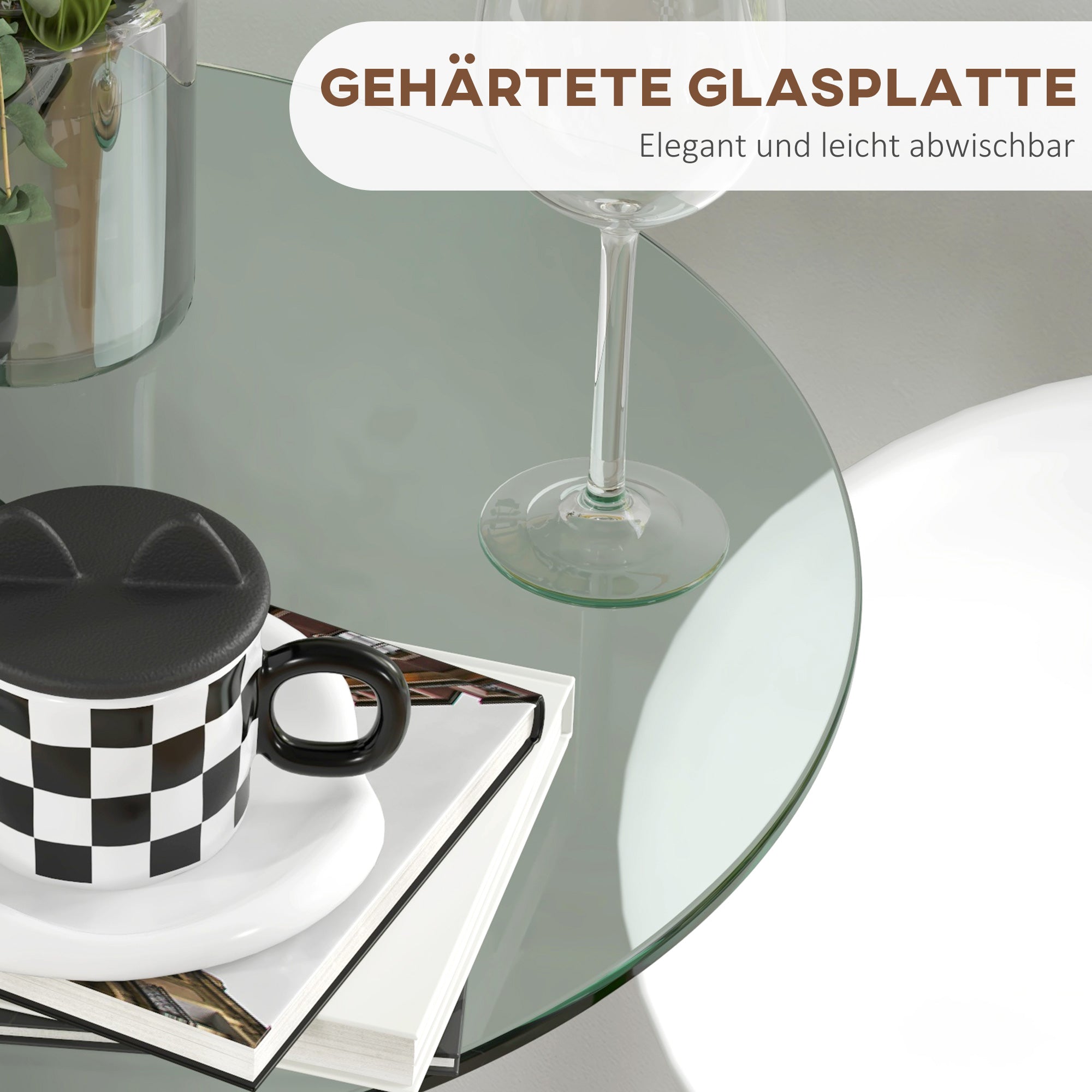 HOMCOM Bartisch Stehtisch, Runder Tisch, gehärtet Glasplatte, modernes Design, 60 x 60 x 102 cm, Silber