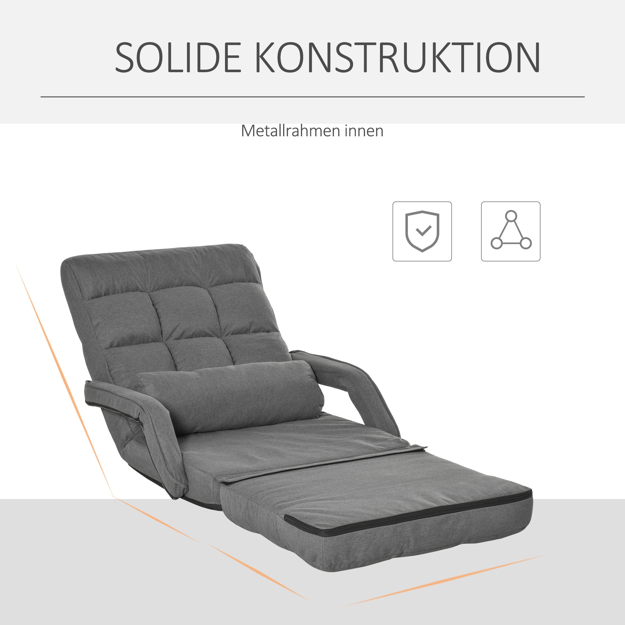 HOMCOM Schlafsessel, Polstersessel mit Bettfunktion, 5-fach verstellbar, Dunkelgrau