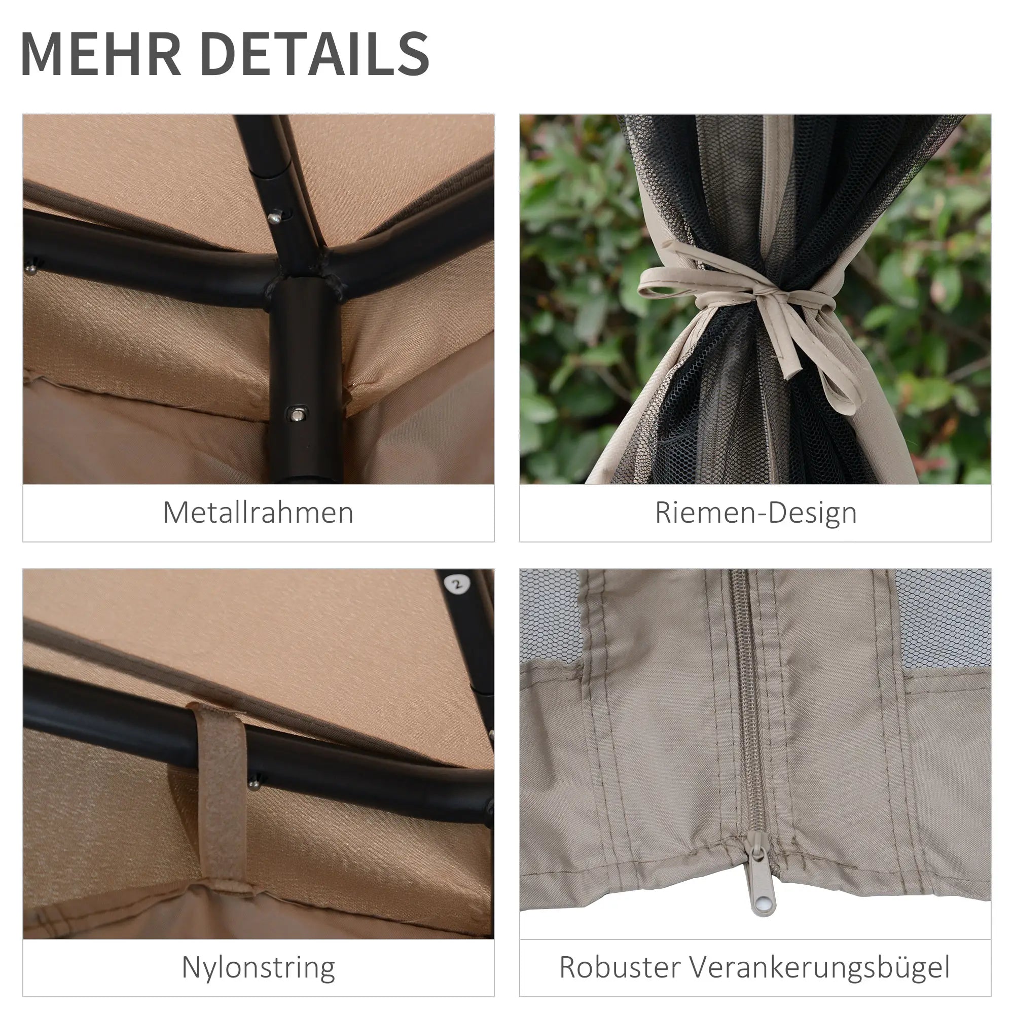 Outsunny Gartenpavillon mit Moskitonetz Doppeldach UV-Schutz
