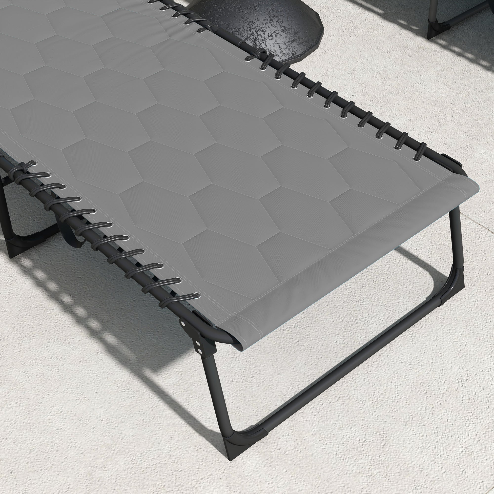 Outsunny Sonnenliege Liegestuhl Gartenliege, klappbar, inkl. Kissen, wetterbeständig; 188 cm x 65 cm x 36 cm, Grau + Schwarz