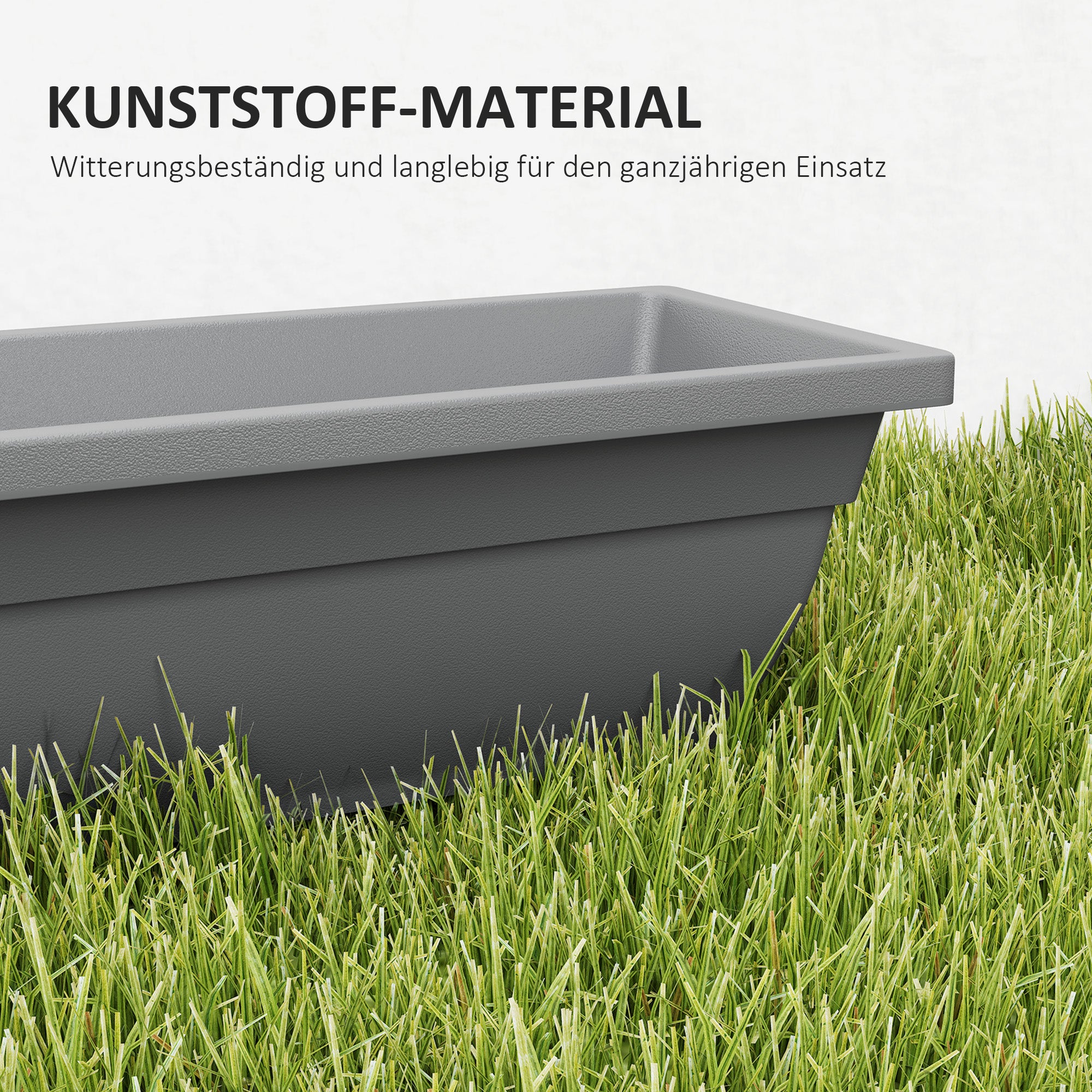 Outsunny 5er-Set Blumentöpfe, Pflanzengefäße aus Kunststoff für Terrasse, Garten, Balkon, 59 x 21 x 16 cm, Grau