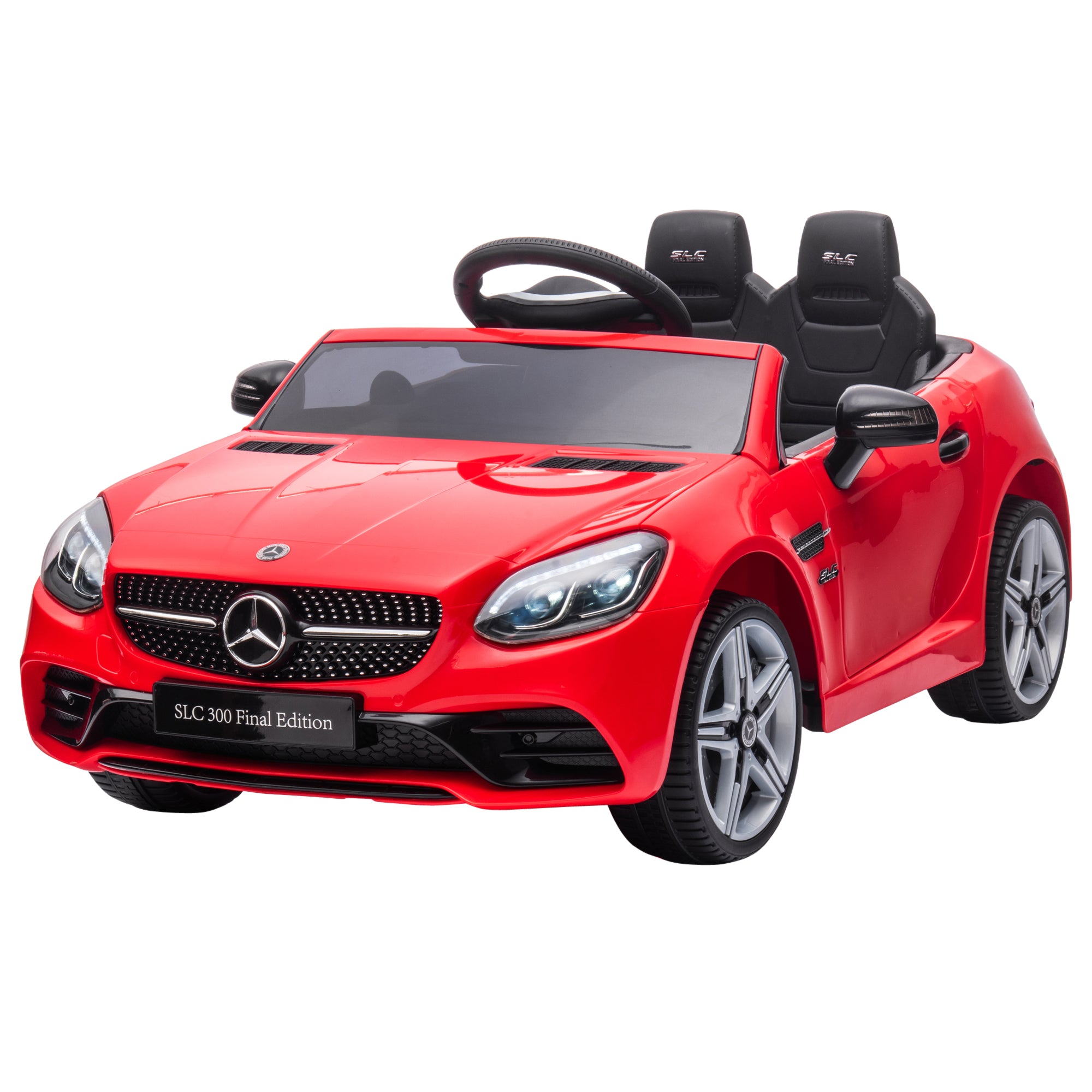 AIYAPLAY Kinder-Elektroauto mit LED-Scheinwerfern, Sicherheitsgurt, Hupe, Musik, 3-5 km/h, 3-6 Jahre, Rot
