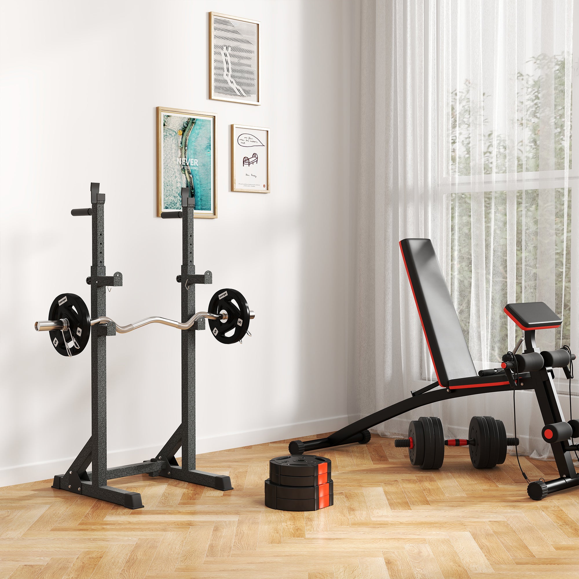 SPORTNOW 4er Gewichtsplatten-Set für Training, Fitnessstudio, Heimtraining, Stärke-Training, 2 x 5 kg und 2 x 2,5 kg, Schwarz