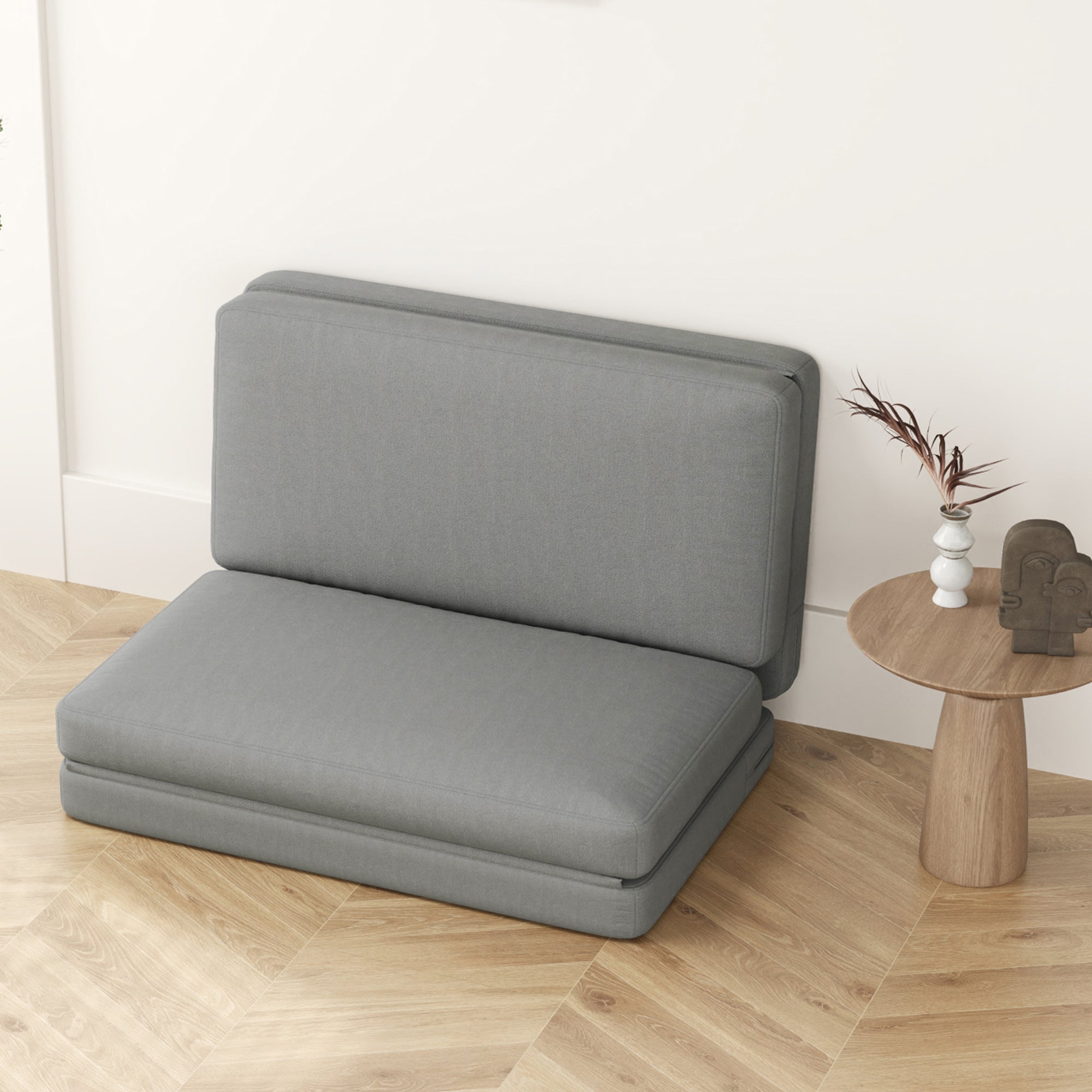 HOMCOM 2-in-1 faltbarer Relaxsessel, Gästematratze, teilbar, 120 cm breit, Hellgrau