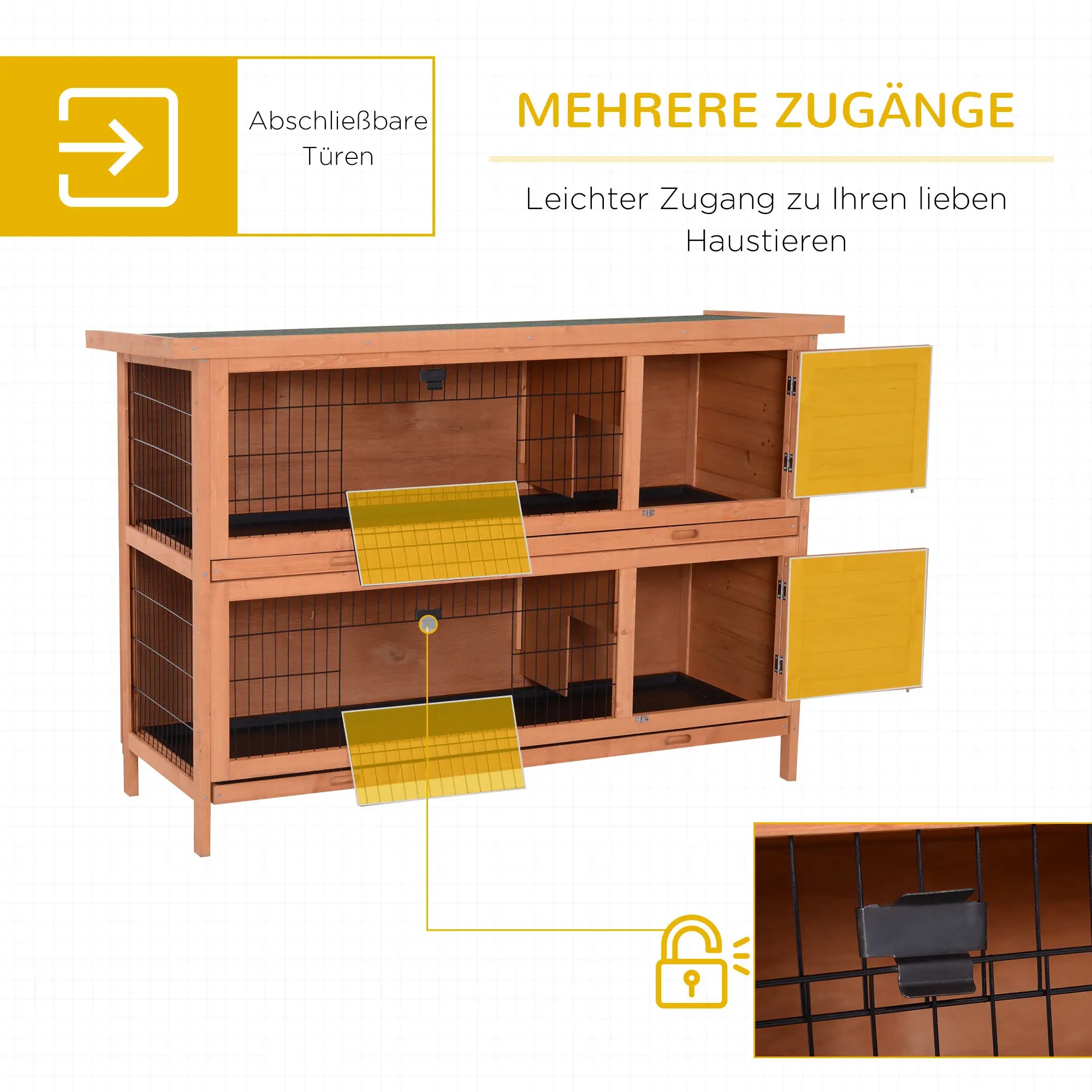PawHut Kleintierstall Doppelstock witterungsbeständig leicht zu reinigen