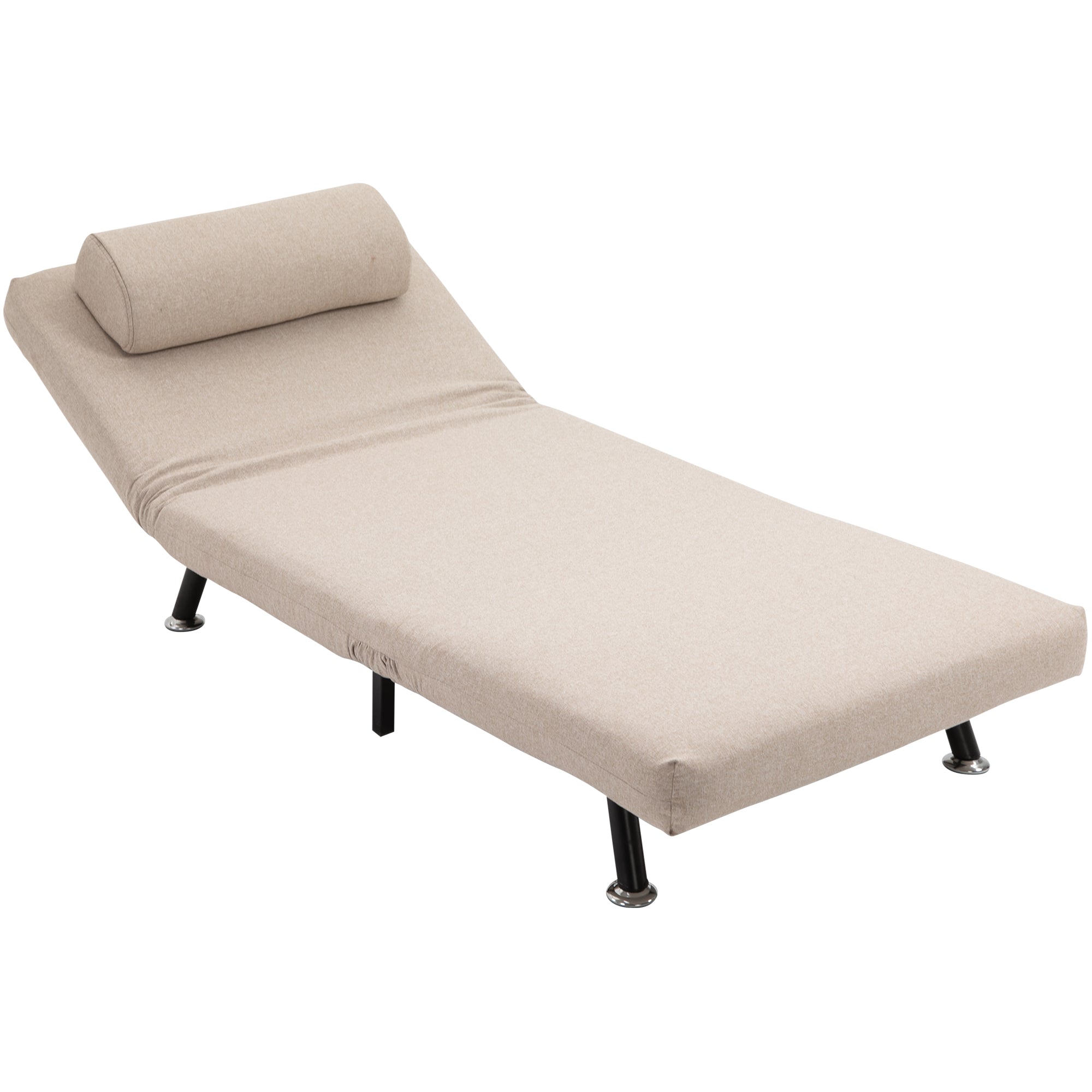 HOMCOM Klappsessel mit Bettfunktion, klappbarer Relaxsessel in Leinenoptik, Verstellbare Rückenlehne, 75 x 70 x 75 cm, Beige