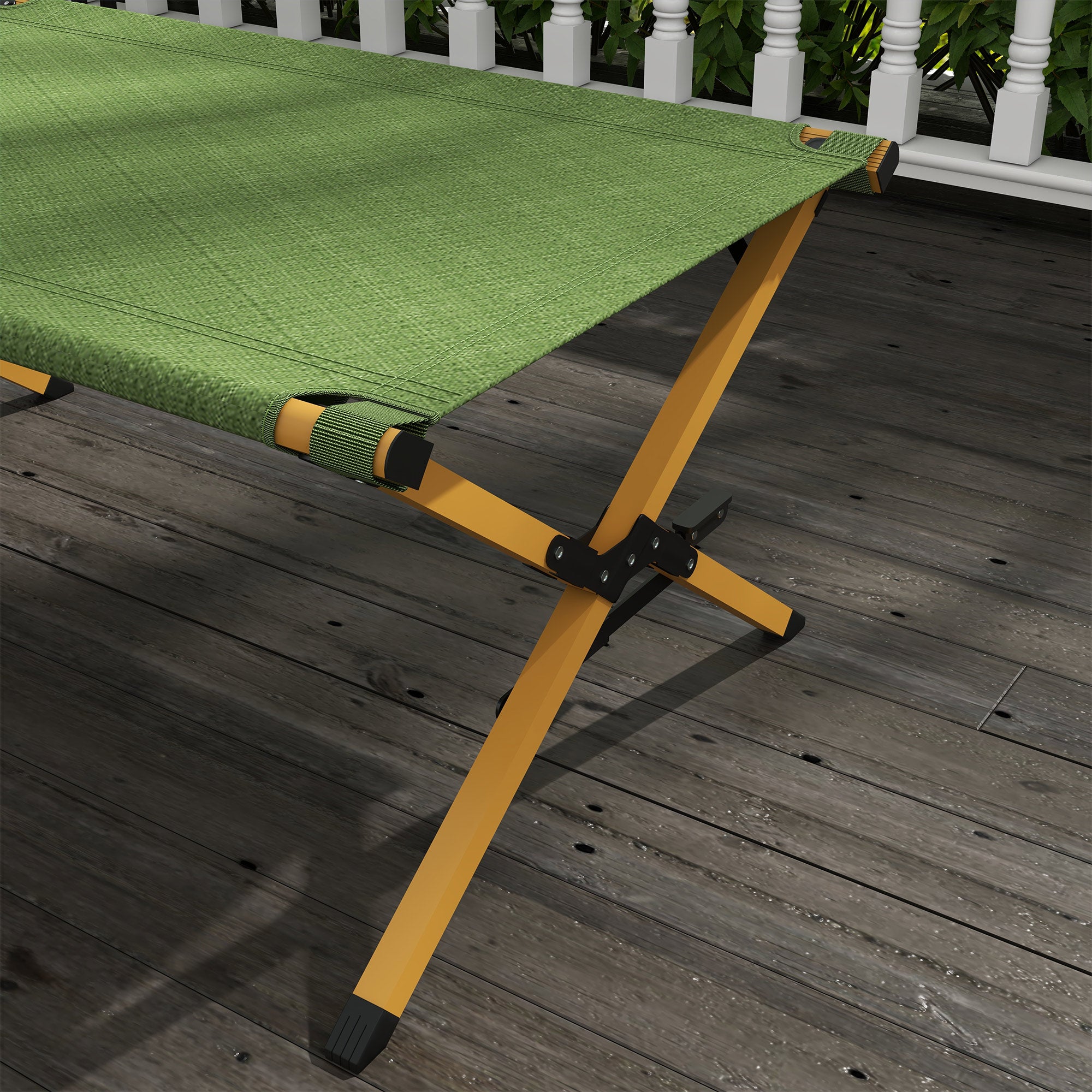 Outsunny Sonnenliege Strandliege Gartenliege, klappbar, wetterbeständig, 196 cm x 64 cm x 45 cm, Dunkelgrün