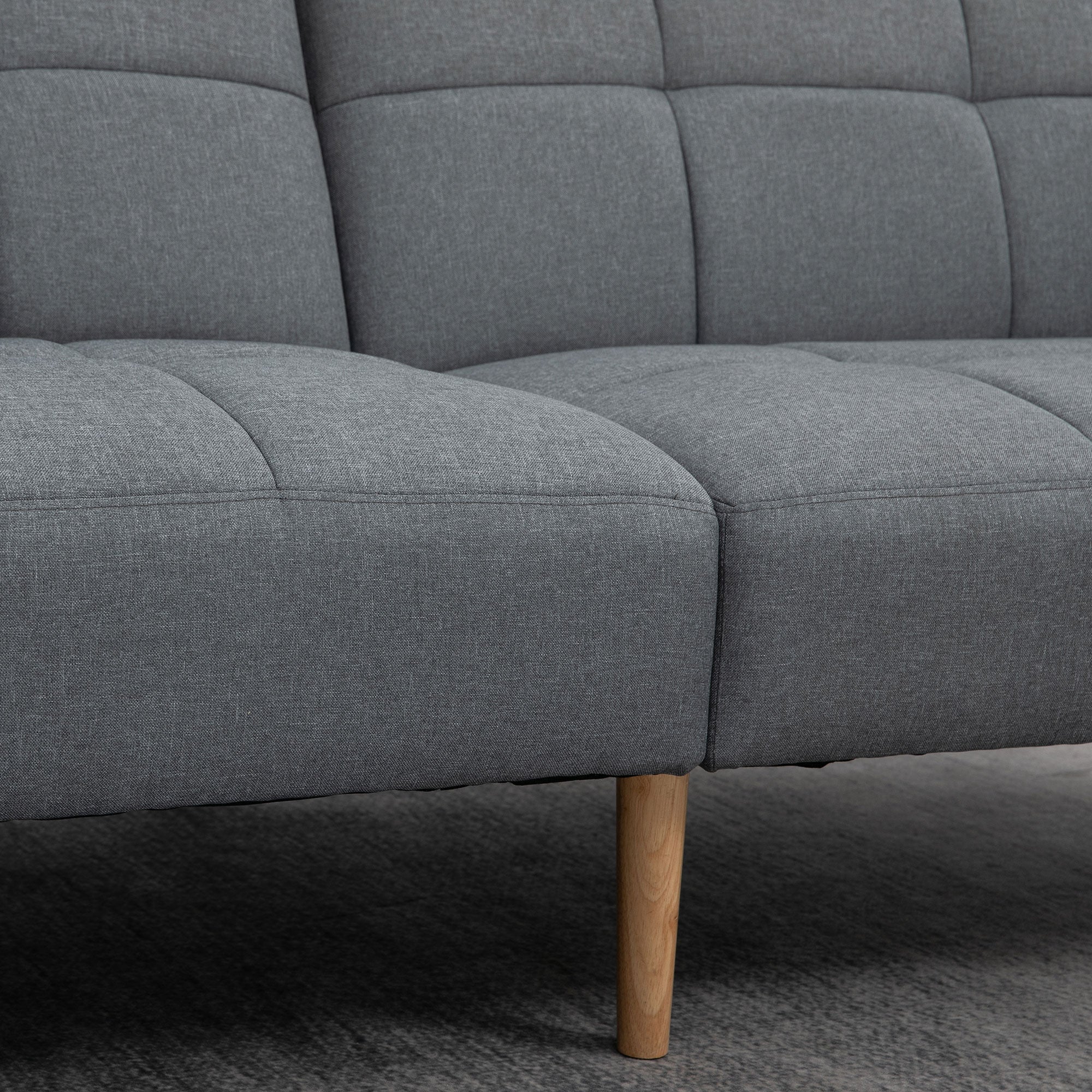 HOMCOM 2 in 1 Schlafsofa 205 x 88 cm Sofa mit Bettfunktion, Couch mit Sitzkissen, Leinenoptik Grau