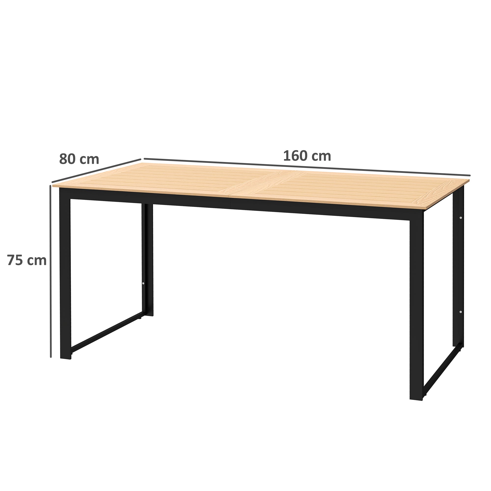 Outsunny Gartentisch für 6 Personen 160 x 80 cm Wetterfest Balkontisch mit Lamellen-Tischplatte, Buffettisch Outdoor Teak