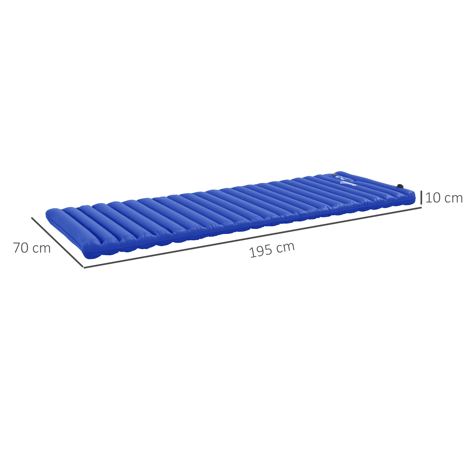 Outsunny Camping-Luftmatratze, inkl. Pumpe, schnell aufblasbar, robust, 195x70x10cm, Blau