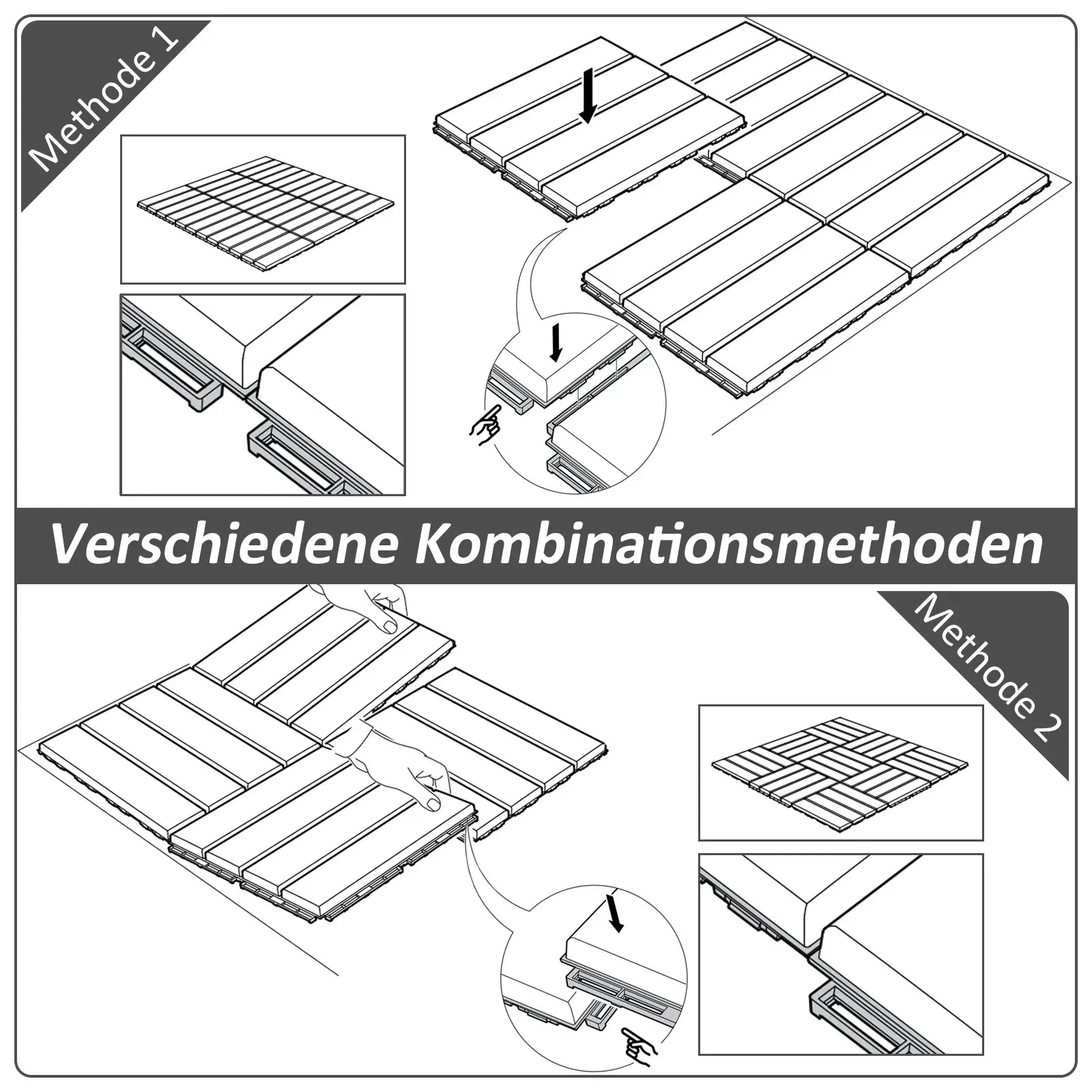 Outsunny Terrassenfliesen Klickfliesen Outdoor Holzoptik umweltfreundlich