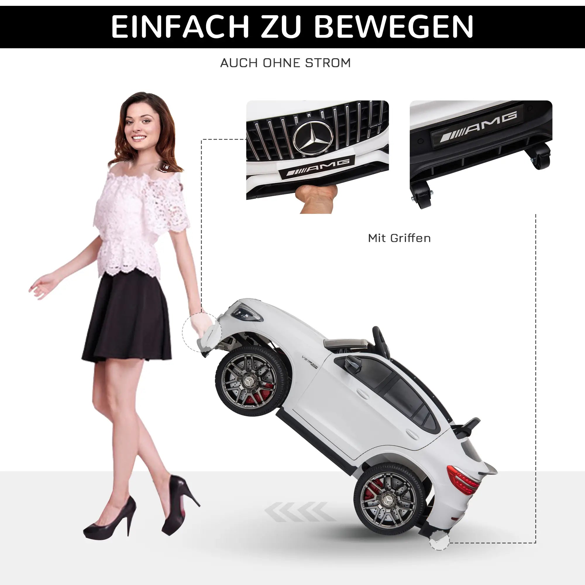 HOMCOM Kinder Elektroauto Mercedes-Benz mit Fernbedienung & Sicherheitsgurt Weiß