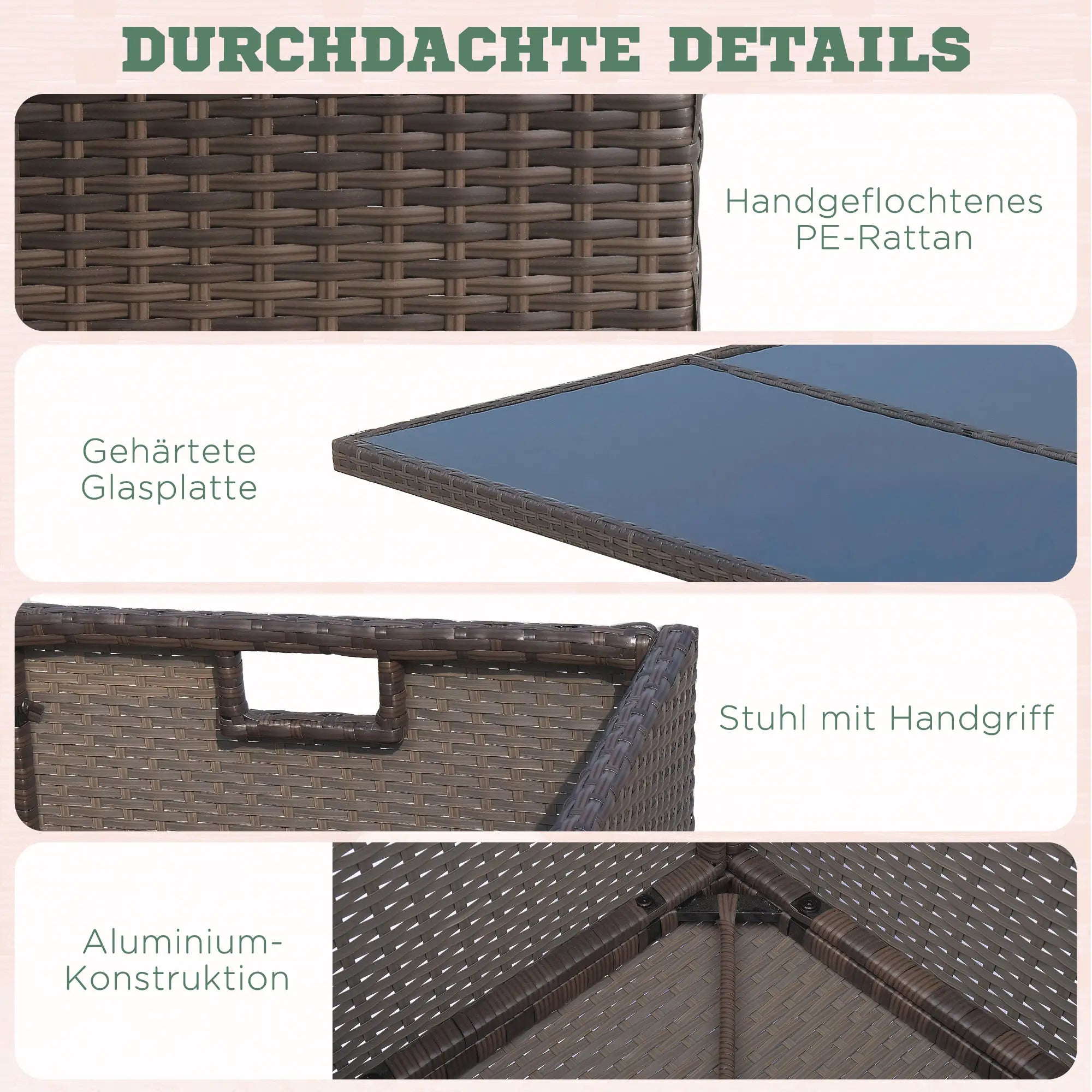 Outsunny Polyrattan Gartenmöbel Sitzgruppe 21-tlg. platzsparend Alu
