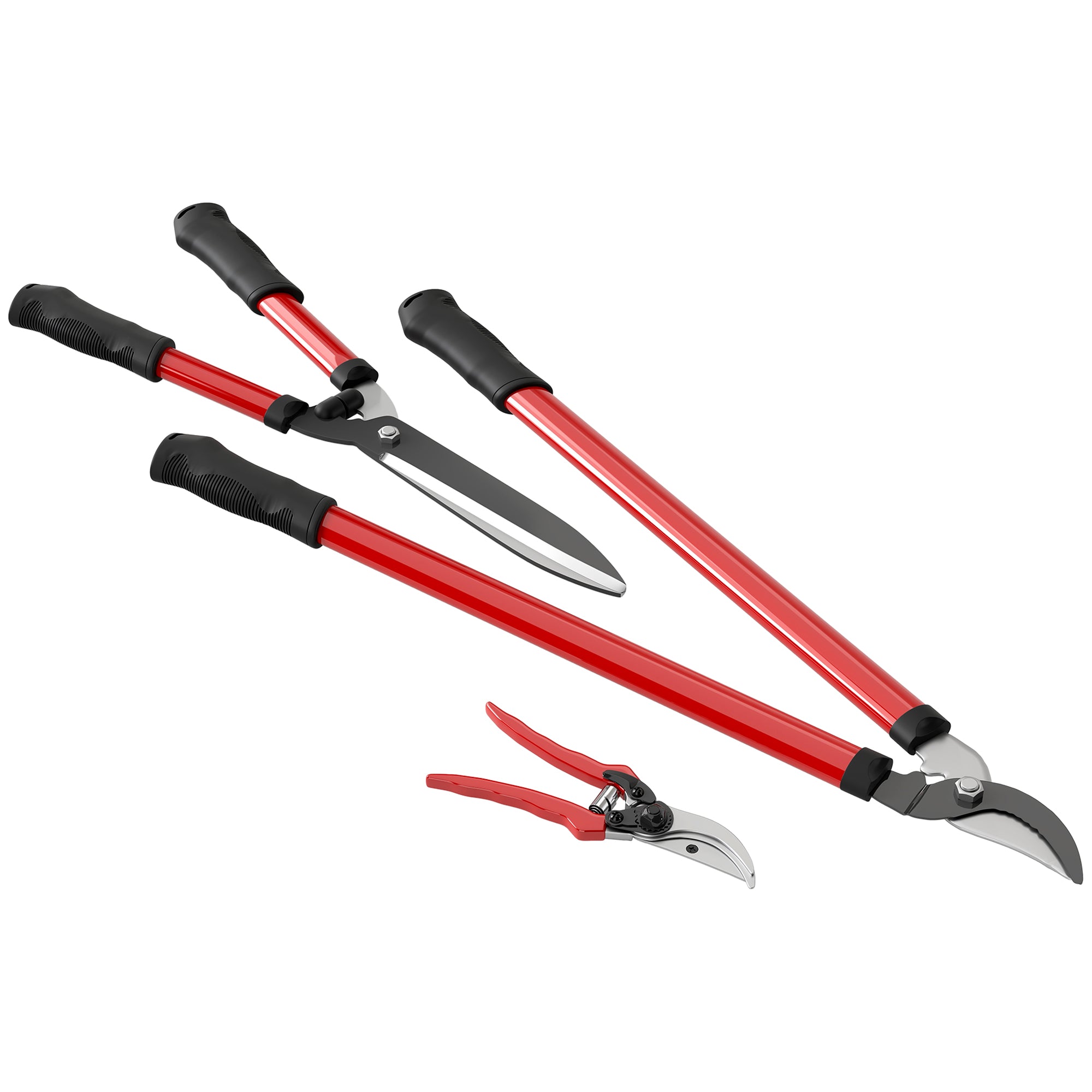 Outsunny Heckenschere Set 3-teilig Gartenschere Astschere mit Stahlklingen, Griff