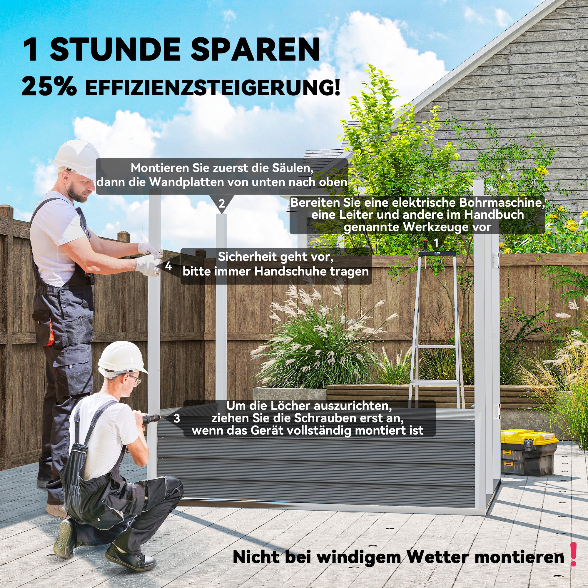 Outsunny Gartenschuppen aus Metall, verzinkter Stahl, verschließbare Tür, leichte Montage, 142 x 184 x 165/181 cm, Grau