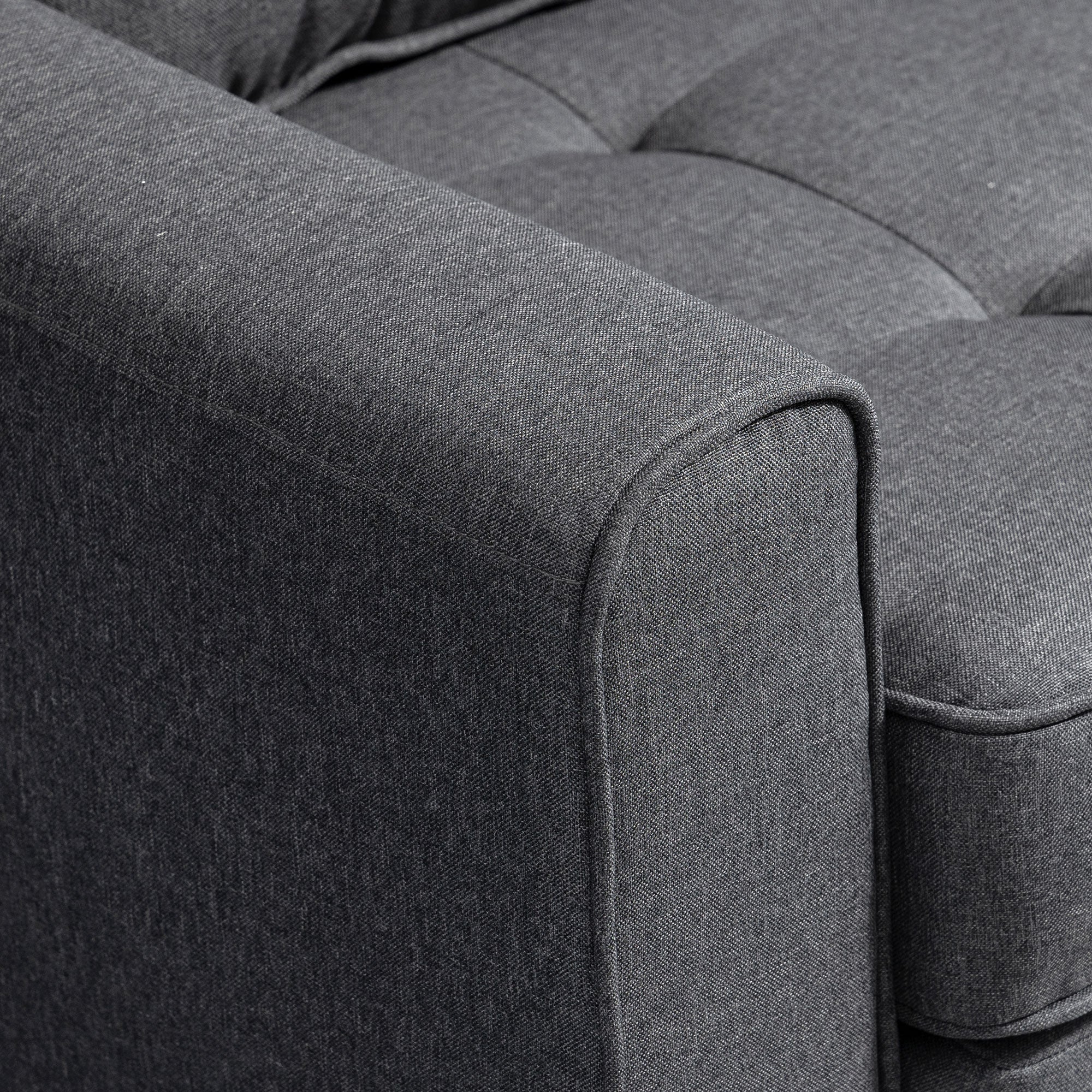 HOMCOM Schlafsofa Klappsofa 2-Sitzer Stoffsofa Bettsofa Sofa mit Schlaffunktion Sofagarnitur Leinen-Touch Gummiholz Grau 147,5 x 75 x 85 cm
