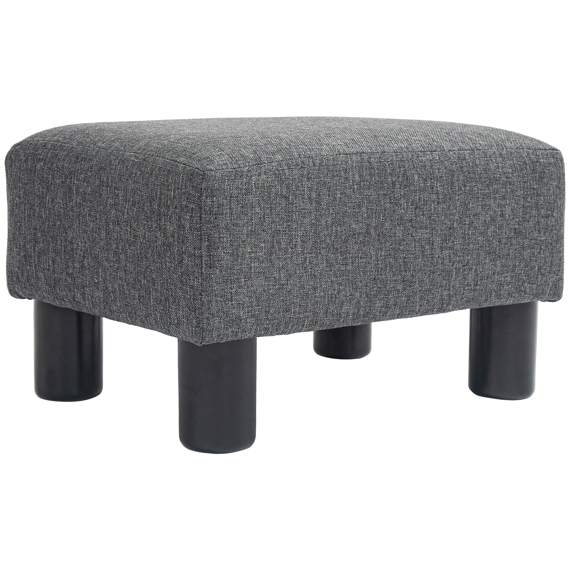 HOMCOM Fußhocker, Sitzhocker mit leinenartigem Stoffbezug, Schaumstoff-Füllung, Kunststoffbeine, für verschiedene Räume, Grau