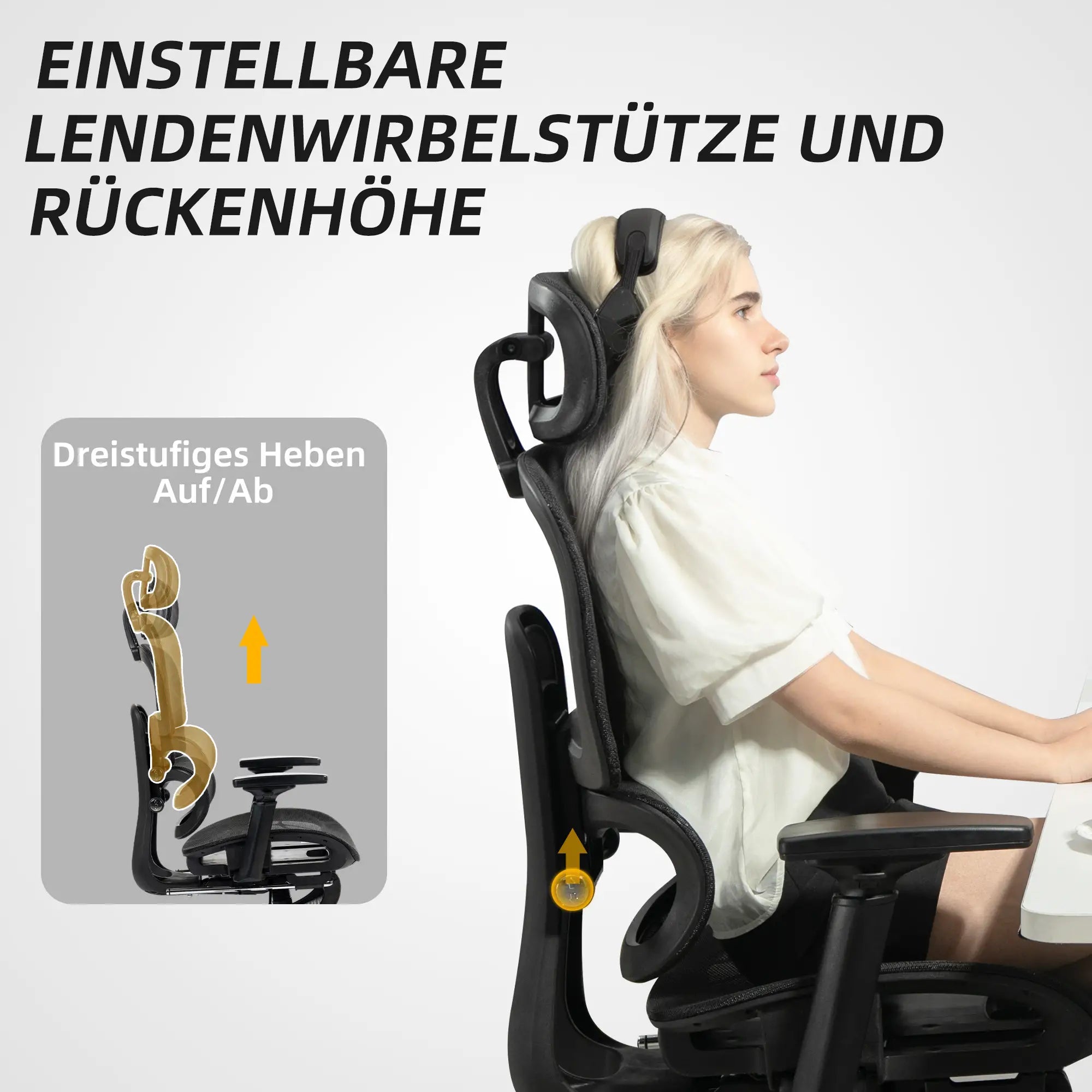HOMCOM Bürostuhl ergonomisch verstellbar mit Liegefunktion