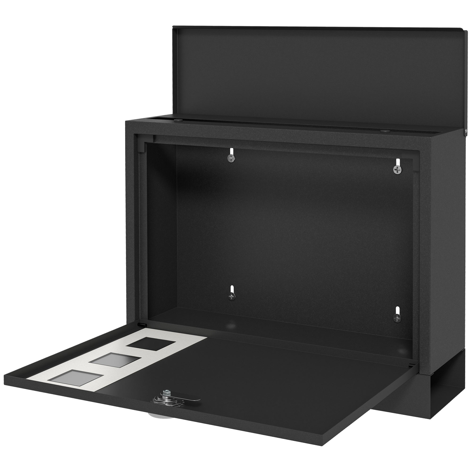 HOMCOM Briefkasten Metallbriefkasten, modern, abschließbar, 36,5 x 11,5 x 29 cm, Schwarz