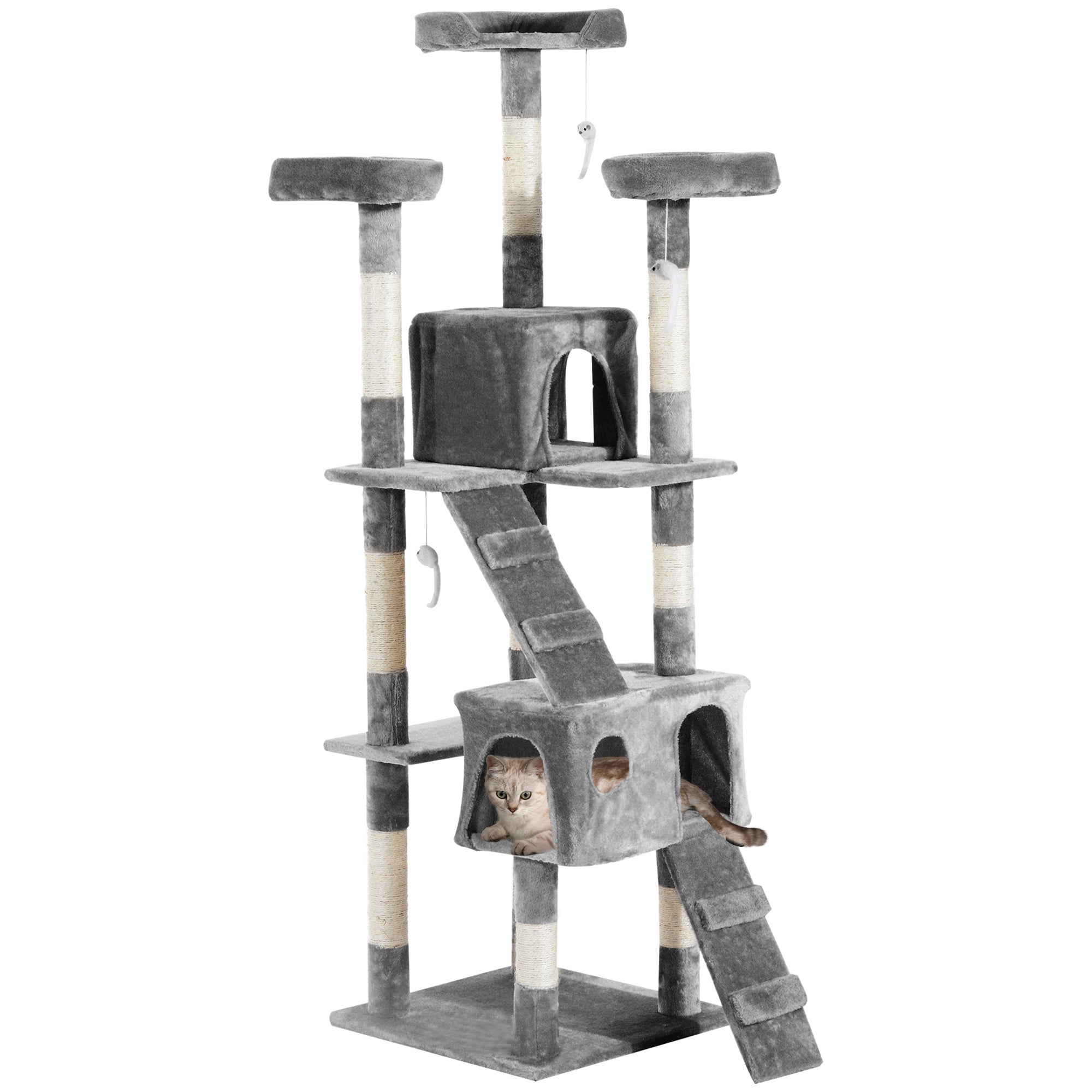 Arbre à chat PawHut XXL avec griffoir et échelle