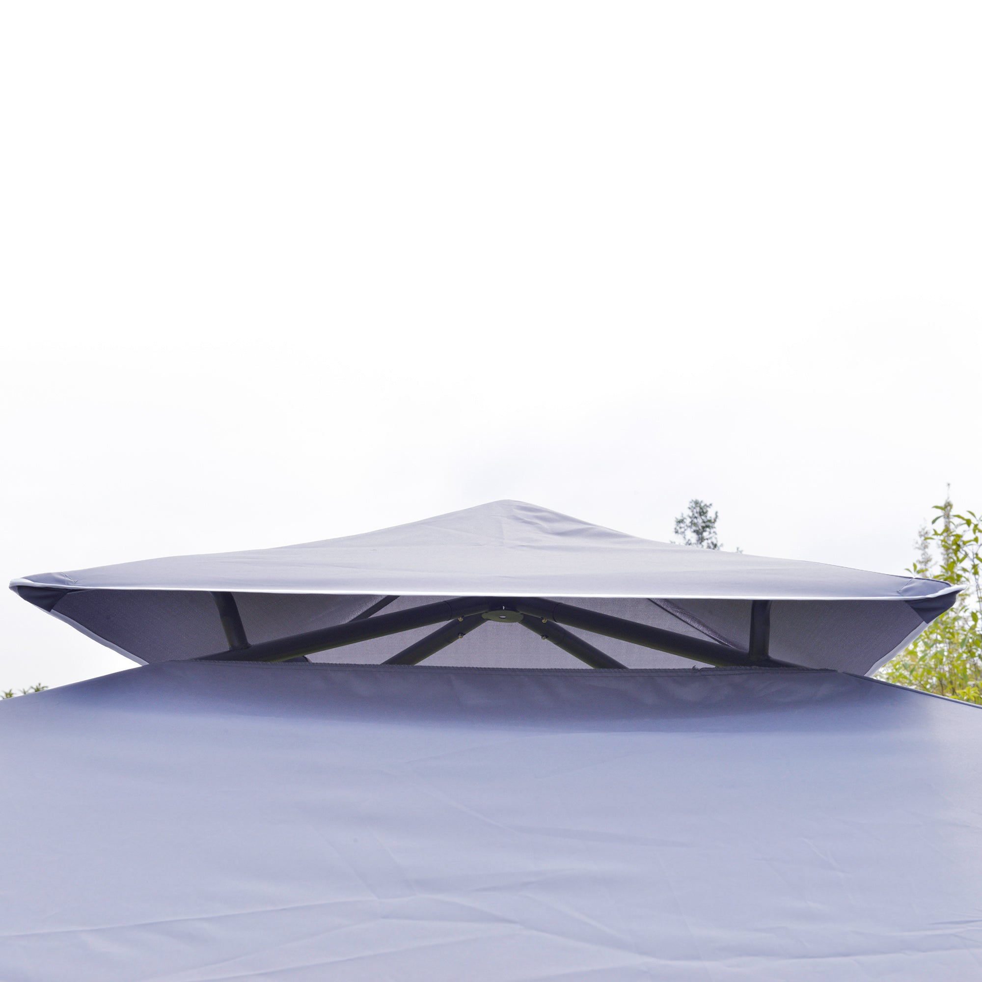 Outsunny Pavillon Partyzelt mit Doppeldach 3,45x3,45x2,68m Festzelt Gartenlaube Metall Polyester Grau