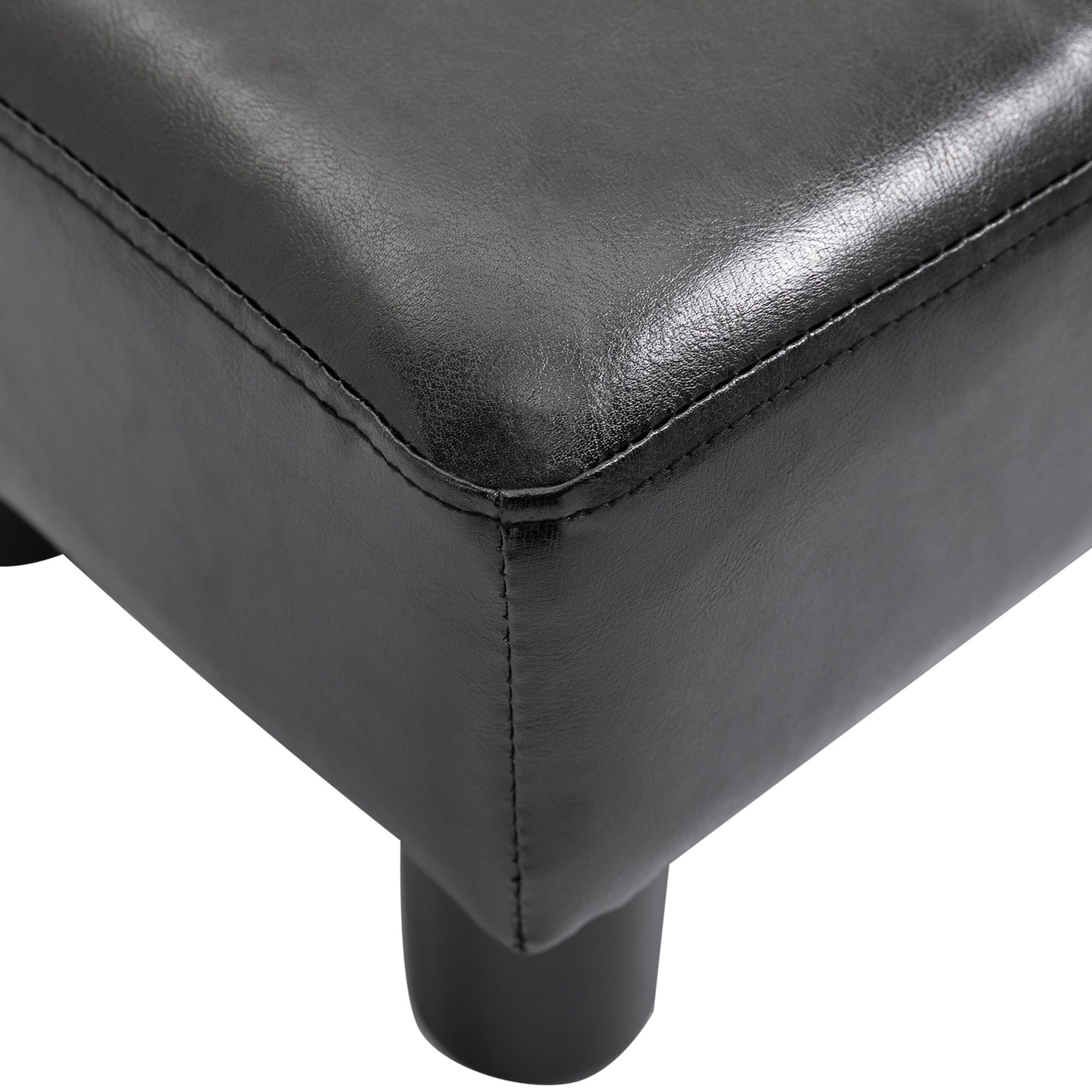 HOMCOM Sitzhocker Hocker mit Kunstleder Moderner Fußhocker Kunstlederhocker Ottomane für Schlafzimmer, Wohnzimmer, Schwarz