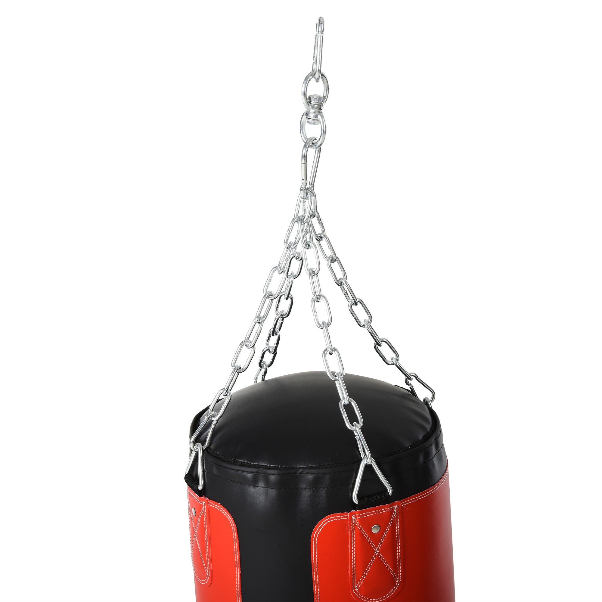 HOMCOM Boxsack-Set Box-Set mit Boxhandschuhen Gefüllt Set für Erwachsene Jugendlichen Hanging Boxing Heavy Bag 16 KG Ø30 x 120 cm Schwarz+Rot