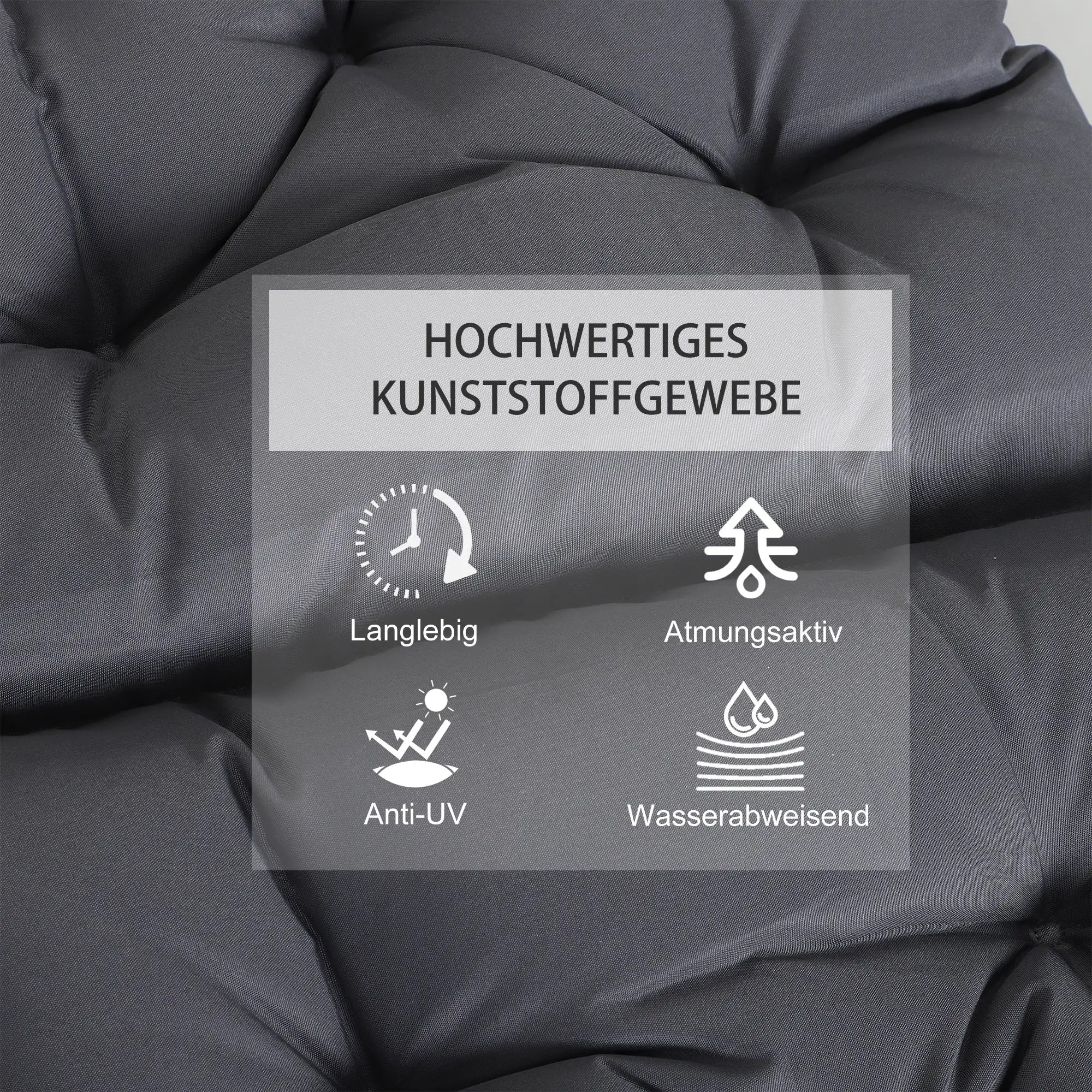 Outsunny 2er-Set Sitzkissen, 98cm x 50cm x 8cm Stuhlkissen mit Bänder, Polsterauflage, waschbar/Ergonomische Sitzpolster für Haus, Garten, Sofa, Grau