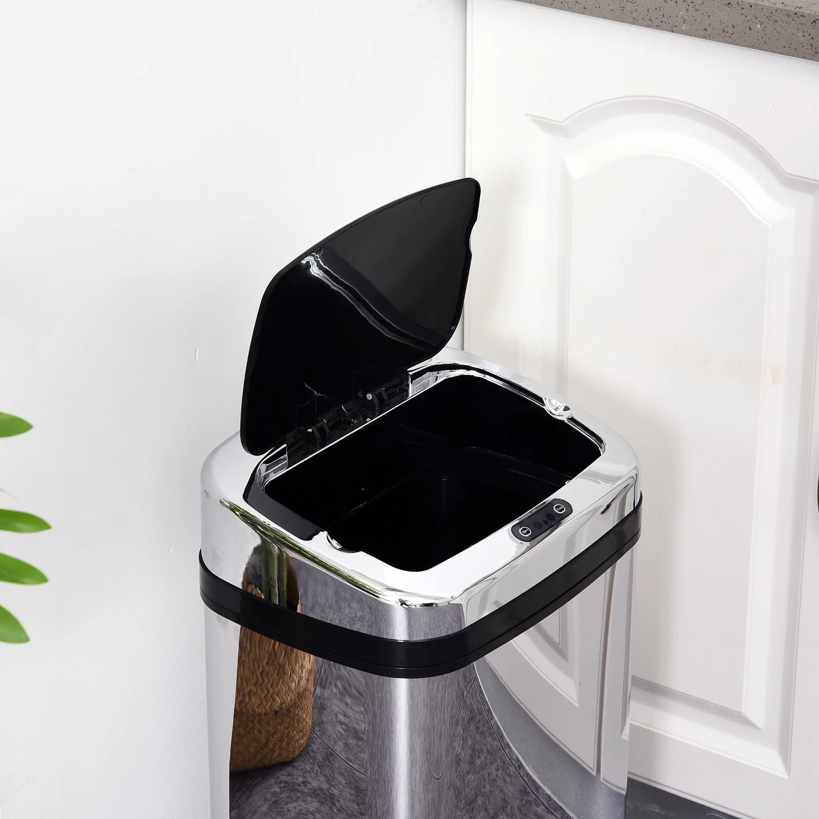 HOMCOM Edelstahl Automatik Sensor Mülleimer Abfalleimer IR Sensor mit/ohne Inneneimer rund viereckig (30L/viereckig)