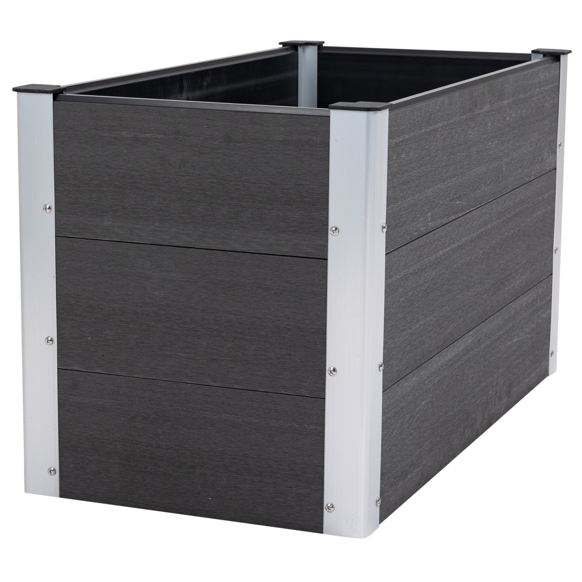 Outsunny Hochbeet Aluminium, Pflanzbeet Frühbeet Gartenbeet Blumenkasten wetterfest, ohne Boden, Pflanzkasten 100x50x55,5cm für Terrasse, Balkon, Blumenkasten für Blumen, Pflanzen, Grau