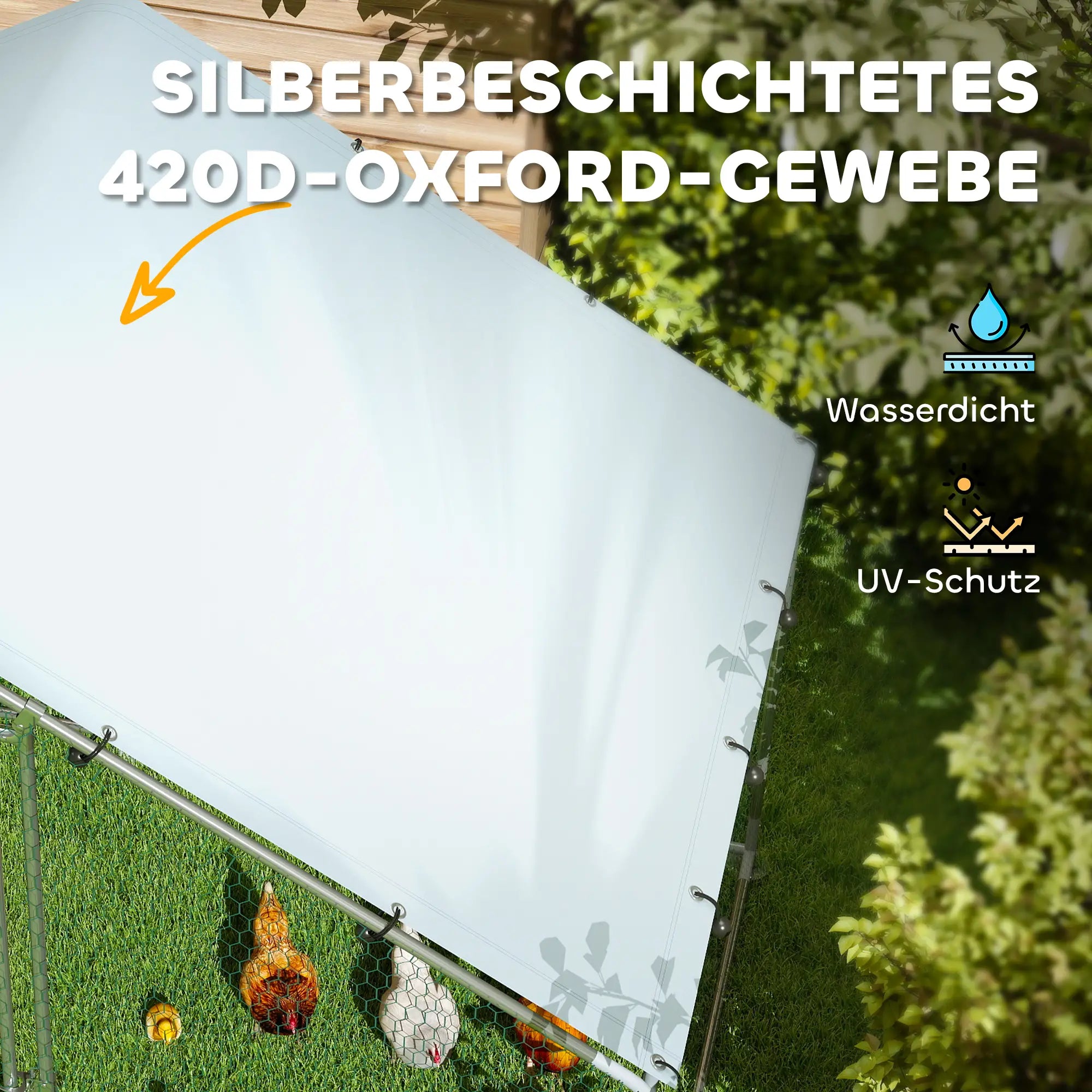 PawHut Hühnerstall Freilaufgehege Outdoor UV-Schutz verzinkter Stahl