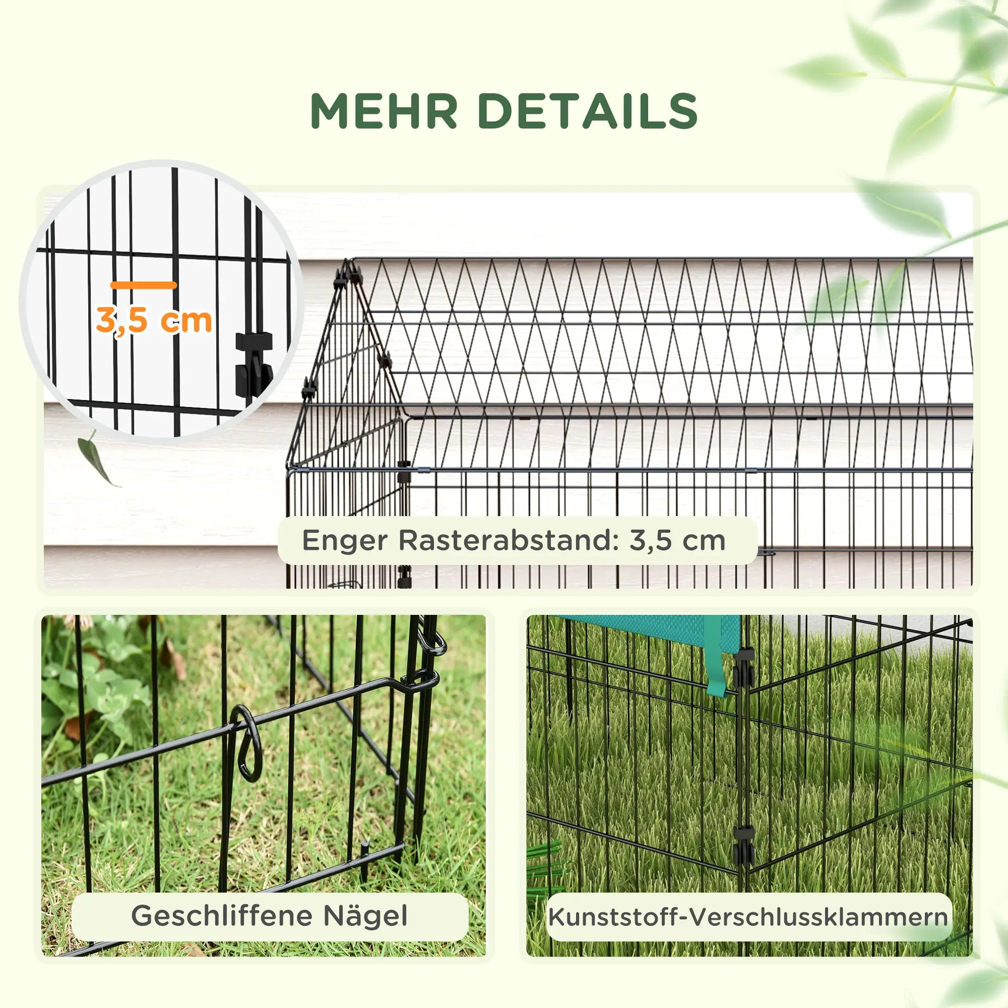 PawHut Kleintiergehege Outdoor mit Abdeckung und 4 Türen