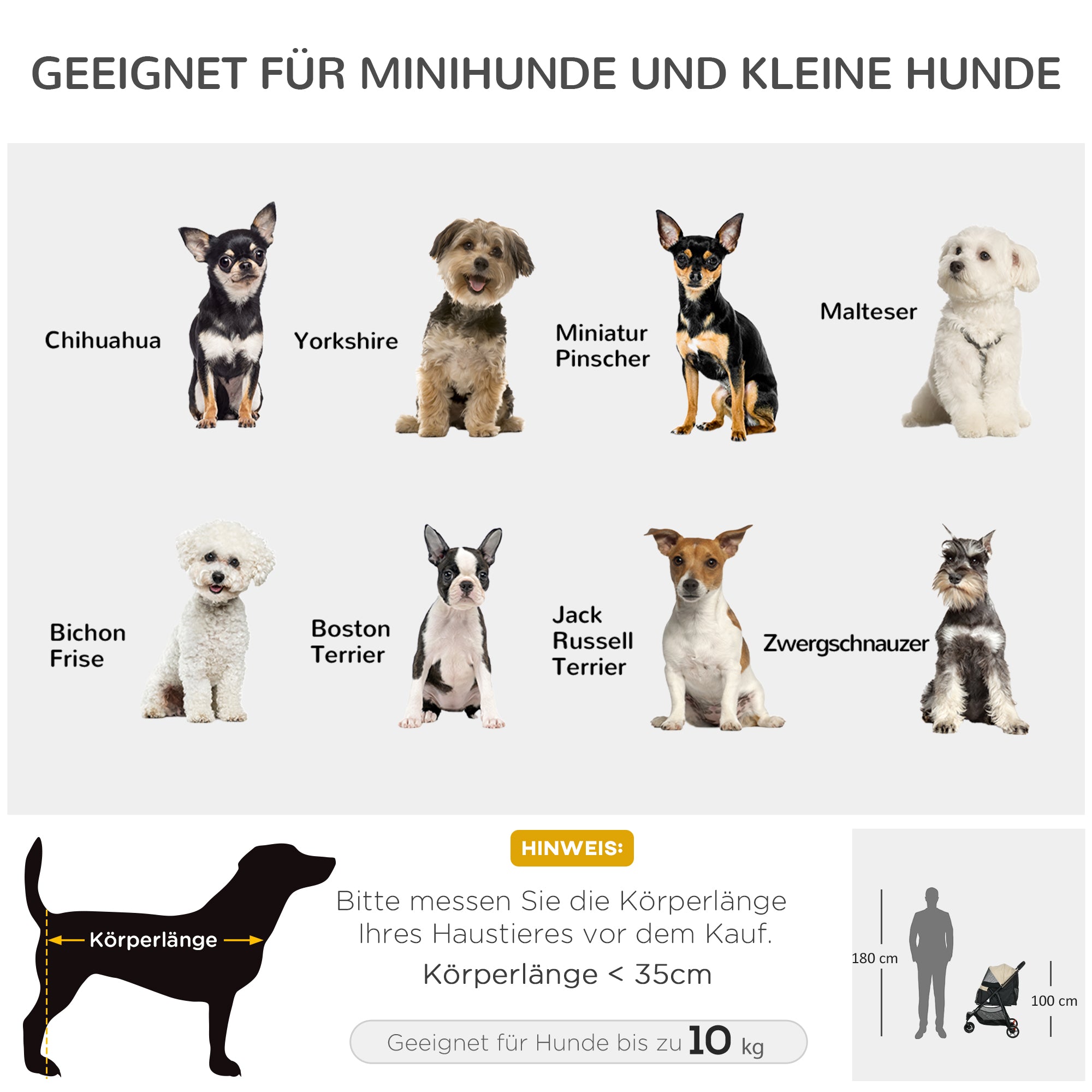 PawHut Haustierbuggy Hundebuggy, klappbar, mit Regenschutz, 2 Getränkehalter, Blau +  Khaki