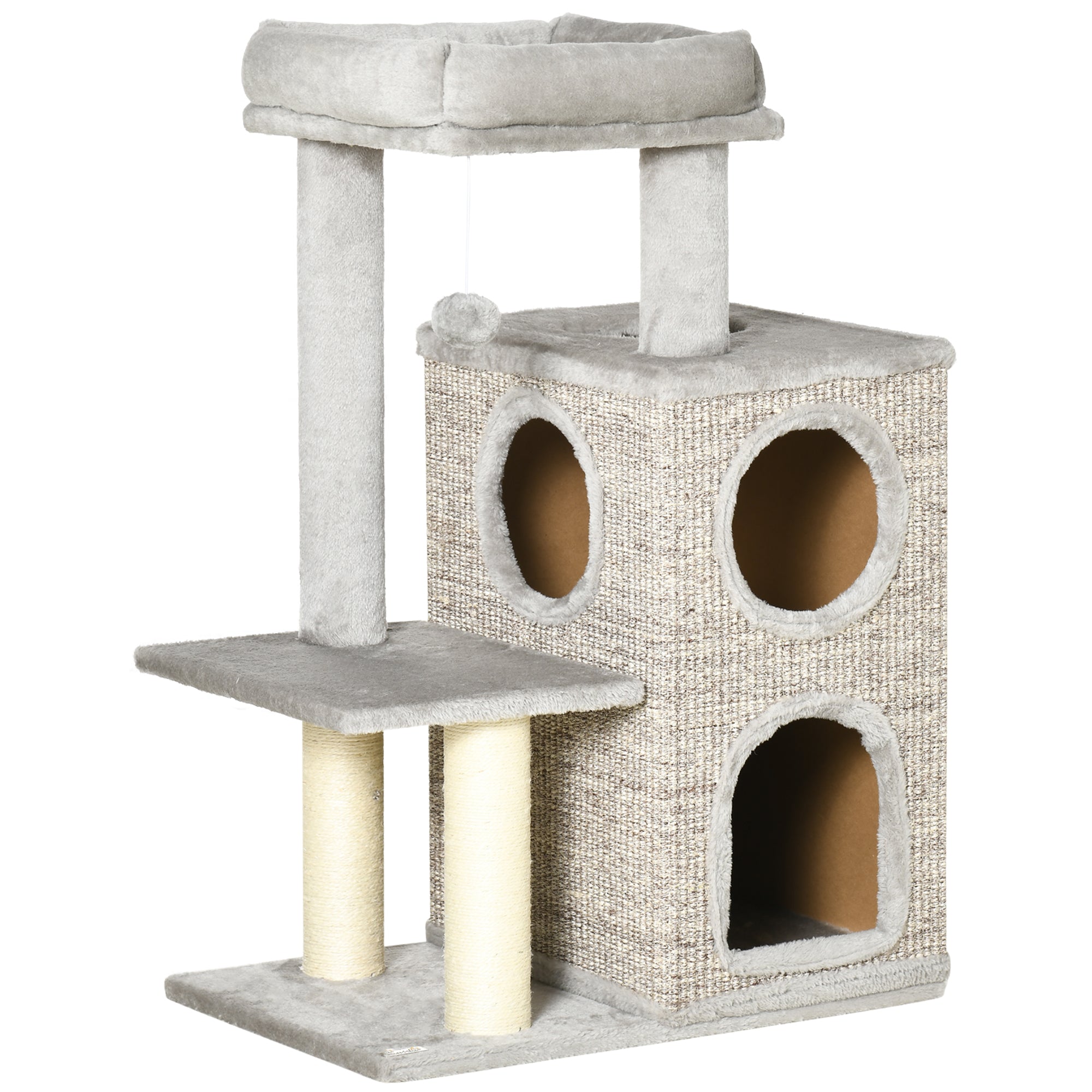 PawHut Kratzbaum Katzenbaum mit Sisal-Spielzeug und Höhle