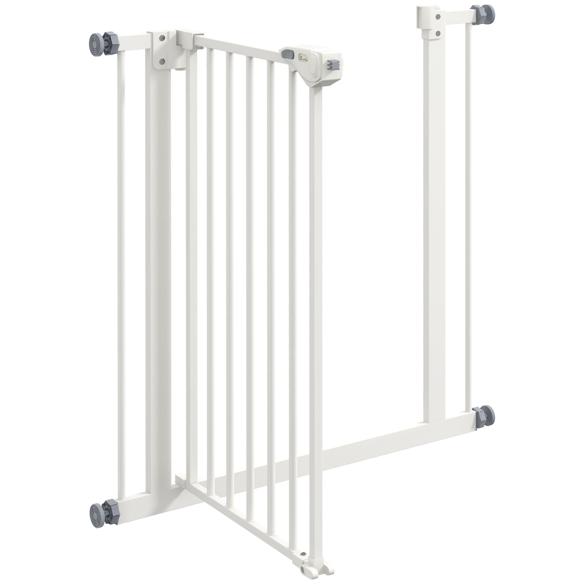 PawHut Türschutzgitter für Hunde, Absperrgitter, Schutzgitter für Haustiere, Metall, Kunststoff, 74-80 cm, Weiß