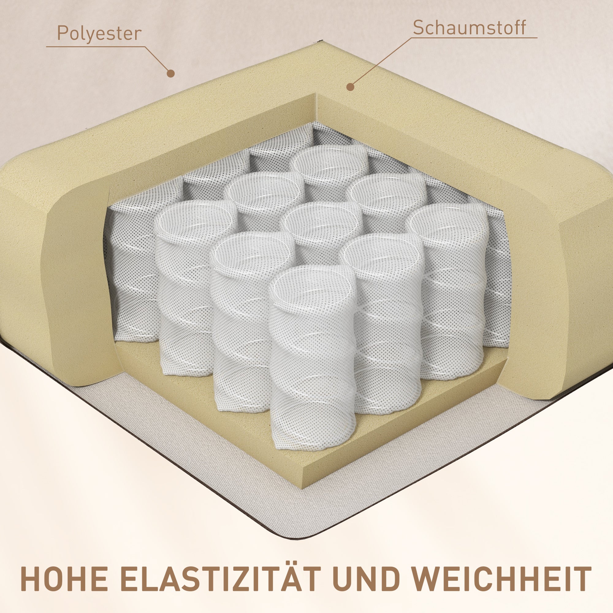 HOMCOM Massagesessel Relaxsessel Liegesessel, 1 Klapptisch, 1 Fußstütze; 77 cm x 93 cm x 105 cm, Beige