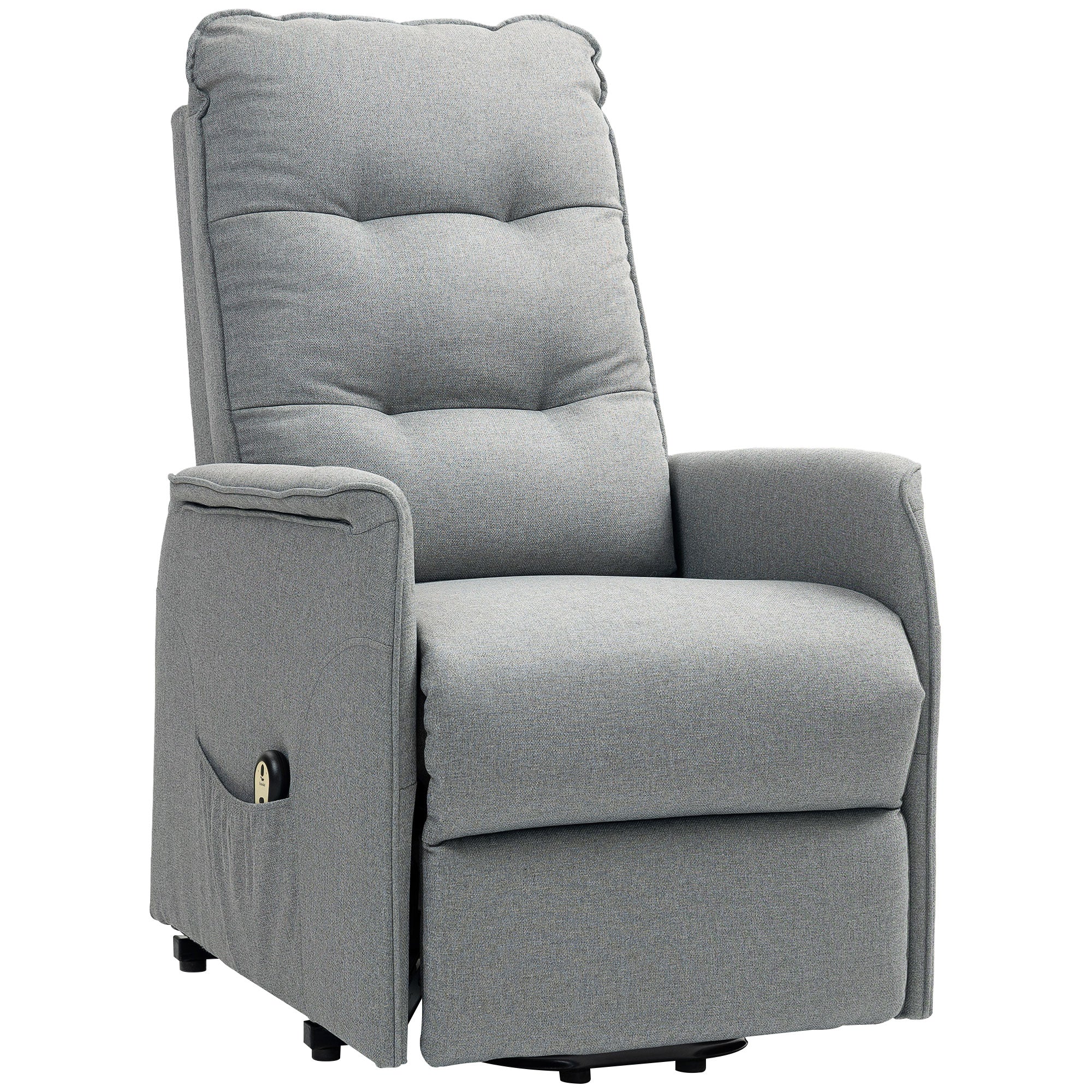 HOMCOM Aufstehsessel, Recliner-Sessel mit Aufstehhilfe, elektrischer Relaxsessel mit Fernbedienung, Seitentasche, Grau
