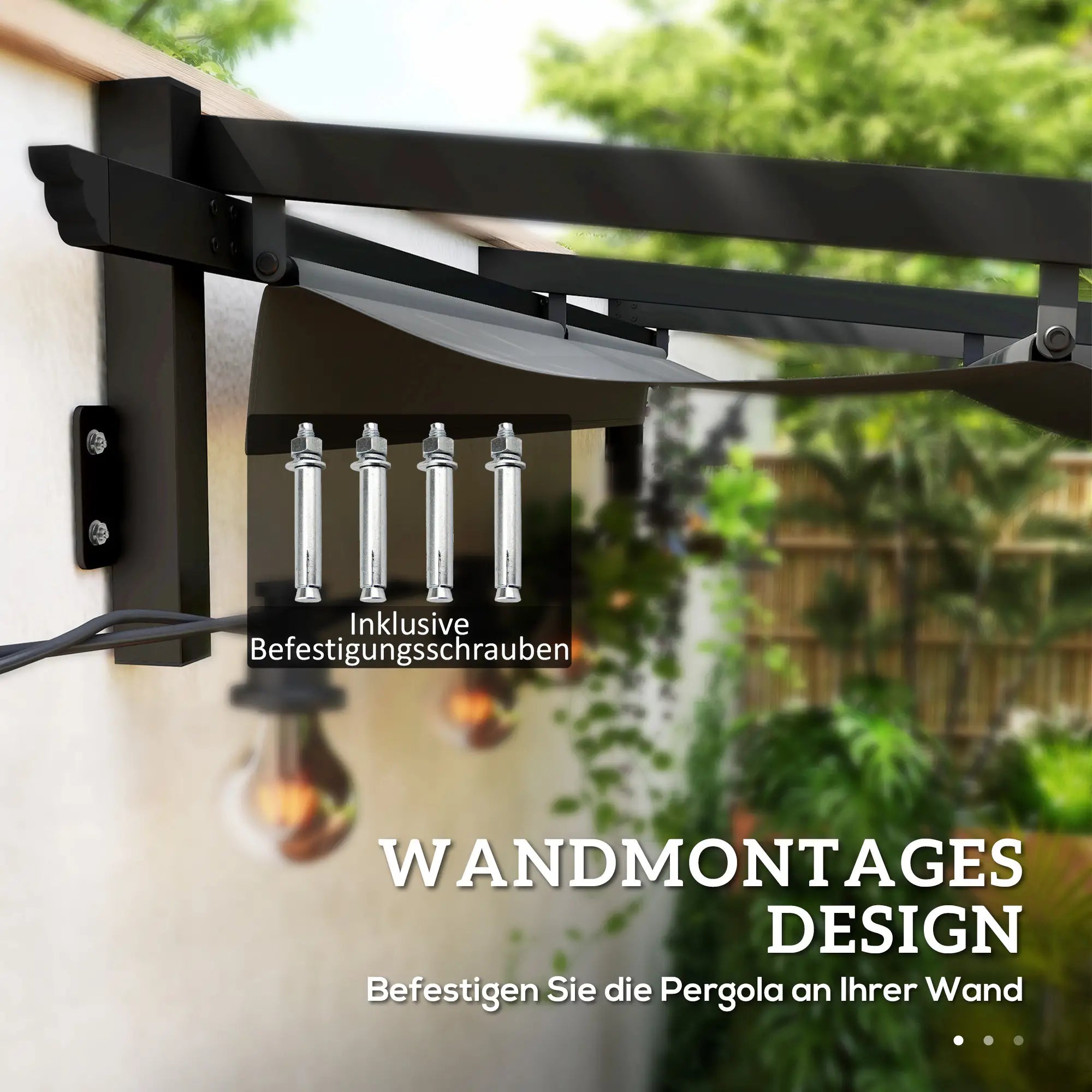 Outsunny Terrassendach 3x3 m Pergola aus Alu mit Schiebedach