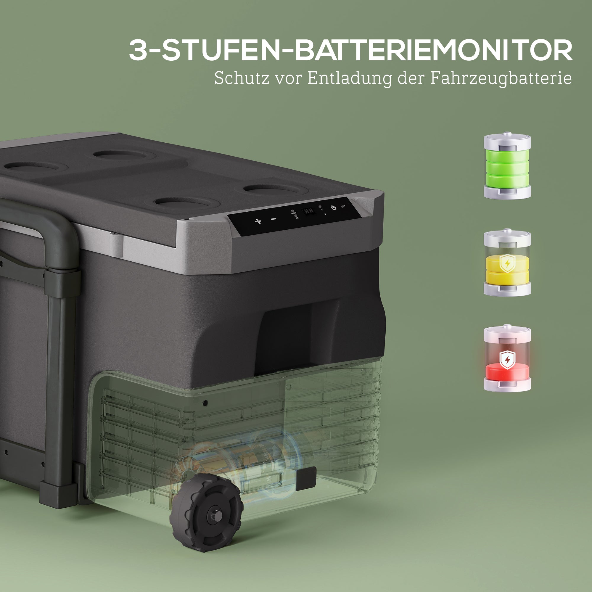 Outsunny 30 Liter Kompressor Kühlbox elektrische Kühlbox mit LED ECO Modus Anschluss Kühlhaltefunktion Schwarz
