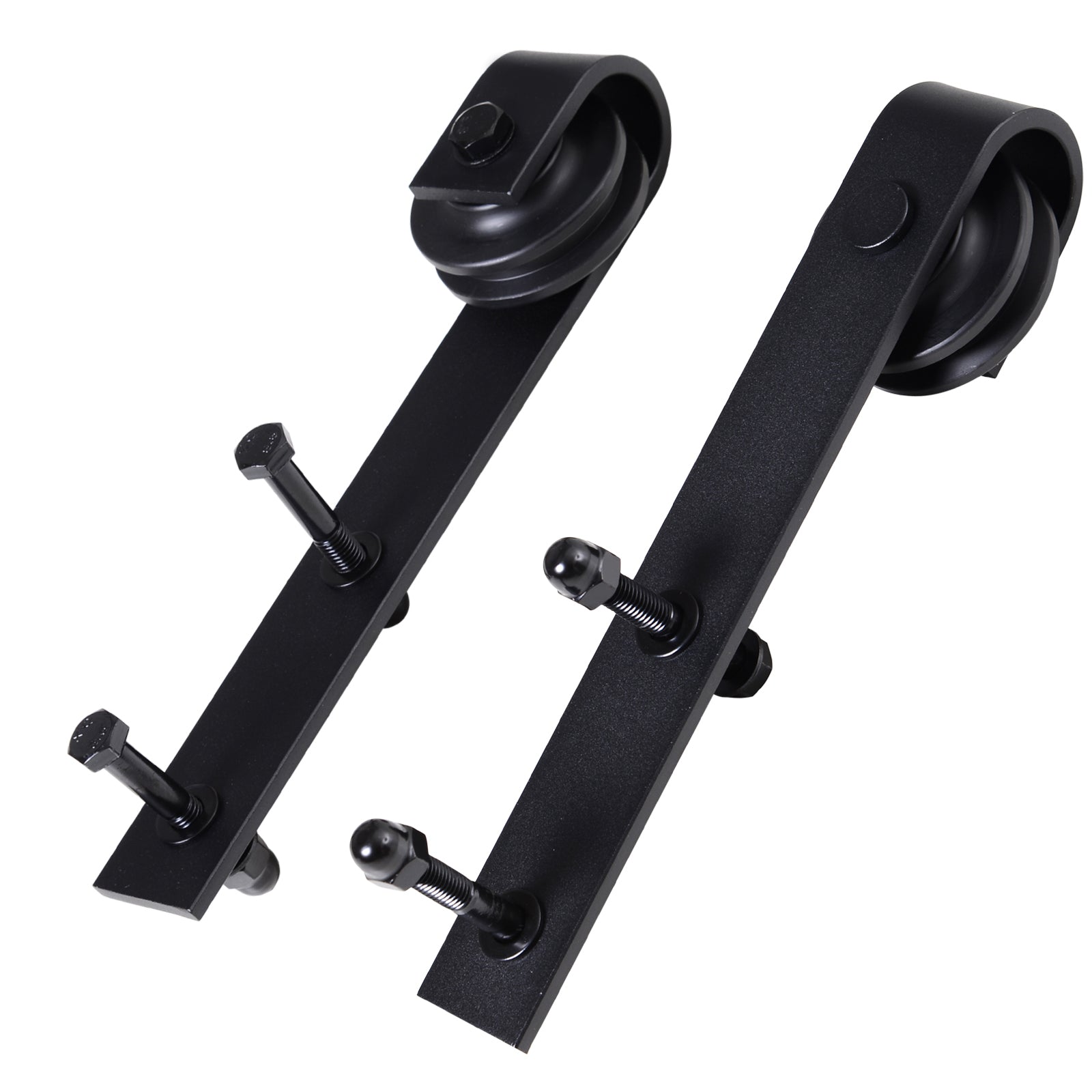 HOMCOM Gleitschienen-Bausatz für Schiebetür, bis 90 kg, Kohlenstoffstahl, 200 cm, Schwarz, inkl. Werkzeuge