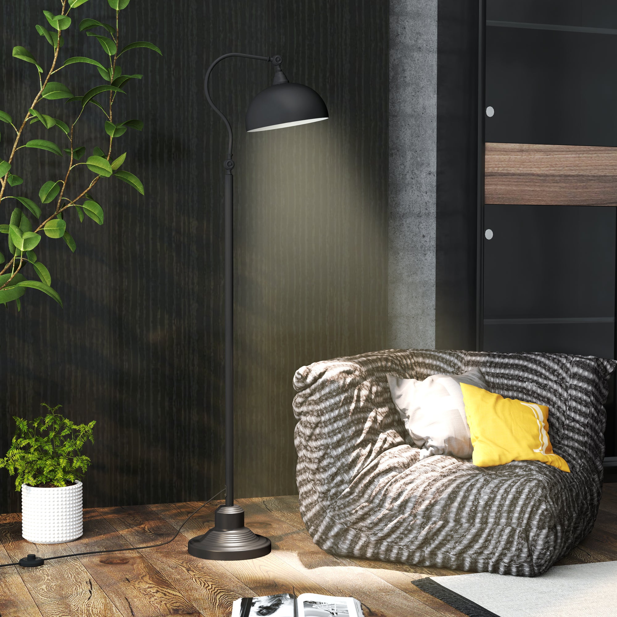 HOMCOM Stehleuchte Vintage-Design drehbar Messinggestell