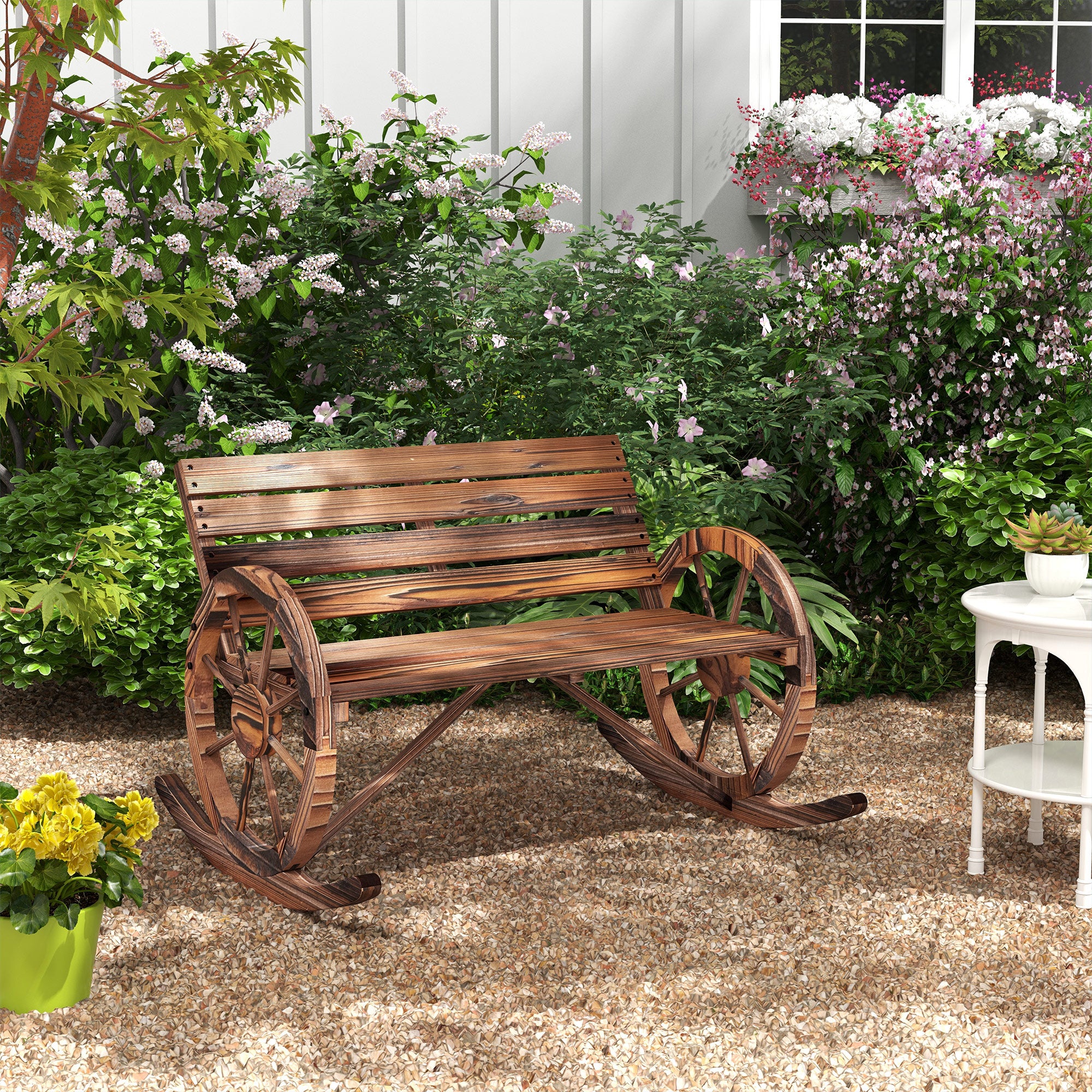 Outsunny 2-Sitzer Schaukelbank aus Holz im rustikalen Design