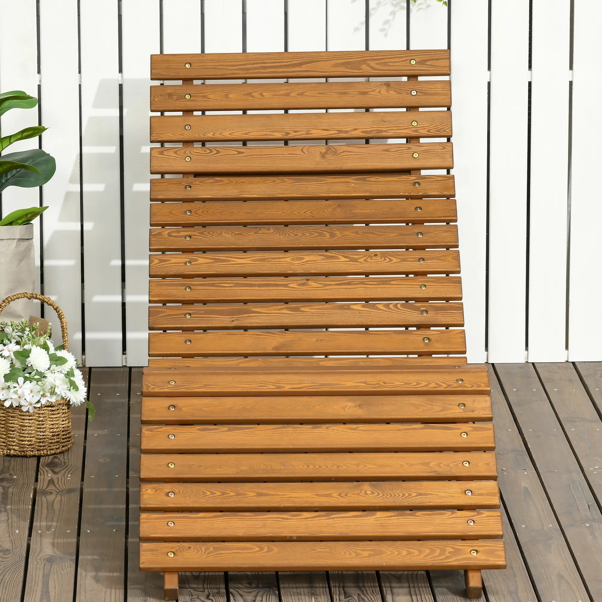 Outsunny Sonnenliege Gartenliege ergonomisch wetterfest Lärchenholz