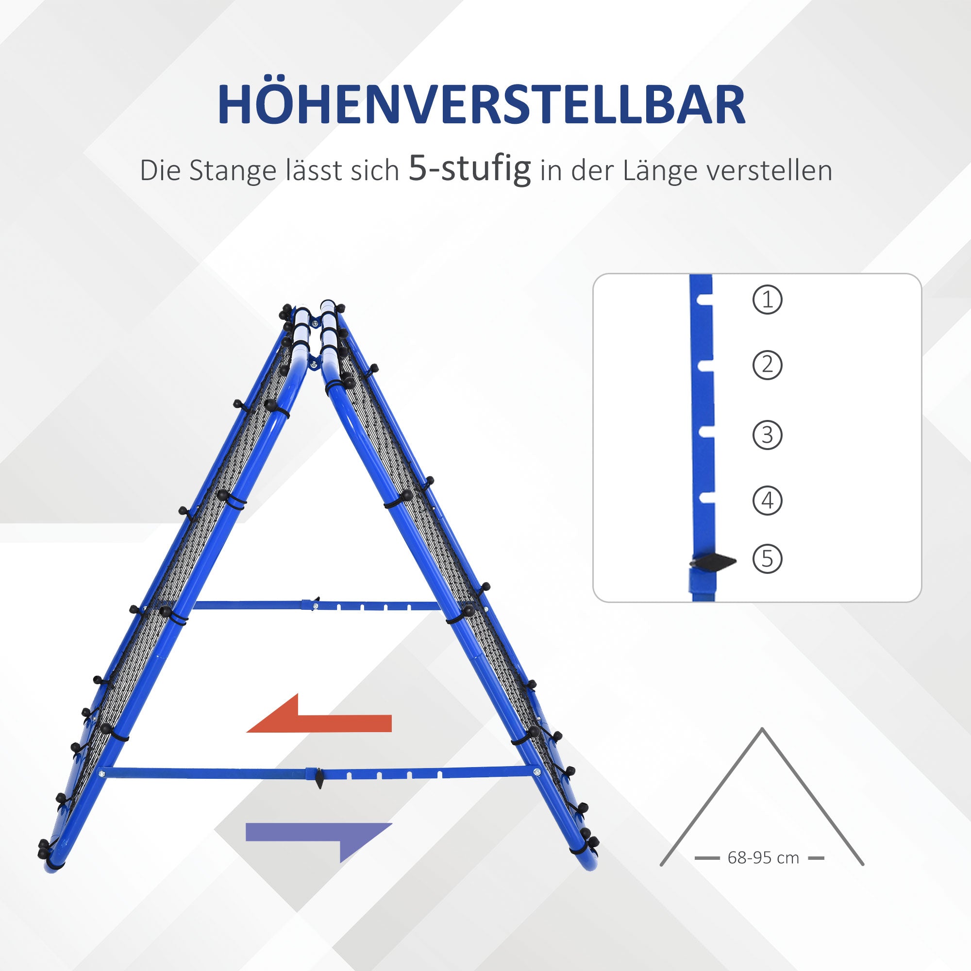 HOMCOM Rebounder für Fußball, verstellbar Prellwand mit 5 Winkelpositionen und Rückprallwand Netz, 100 x 95cm Kickback Tor Fußballtor für Jugendliche, Rückprallwand für Handball Training, Blau