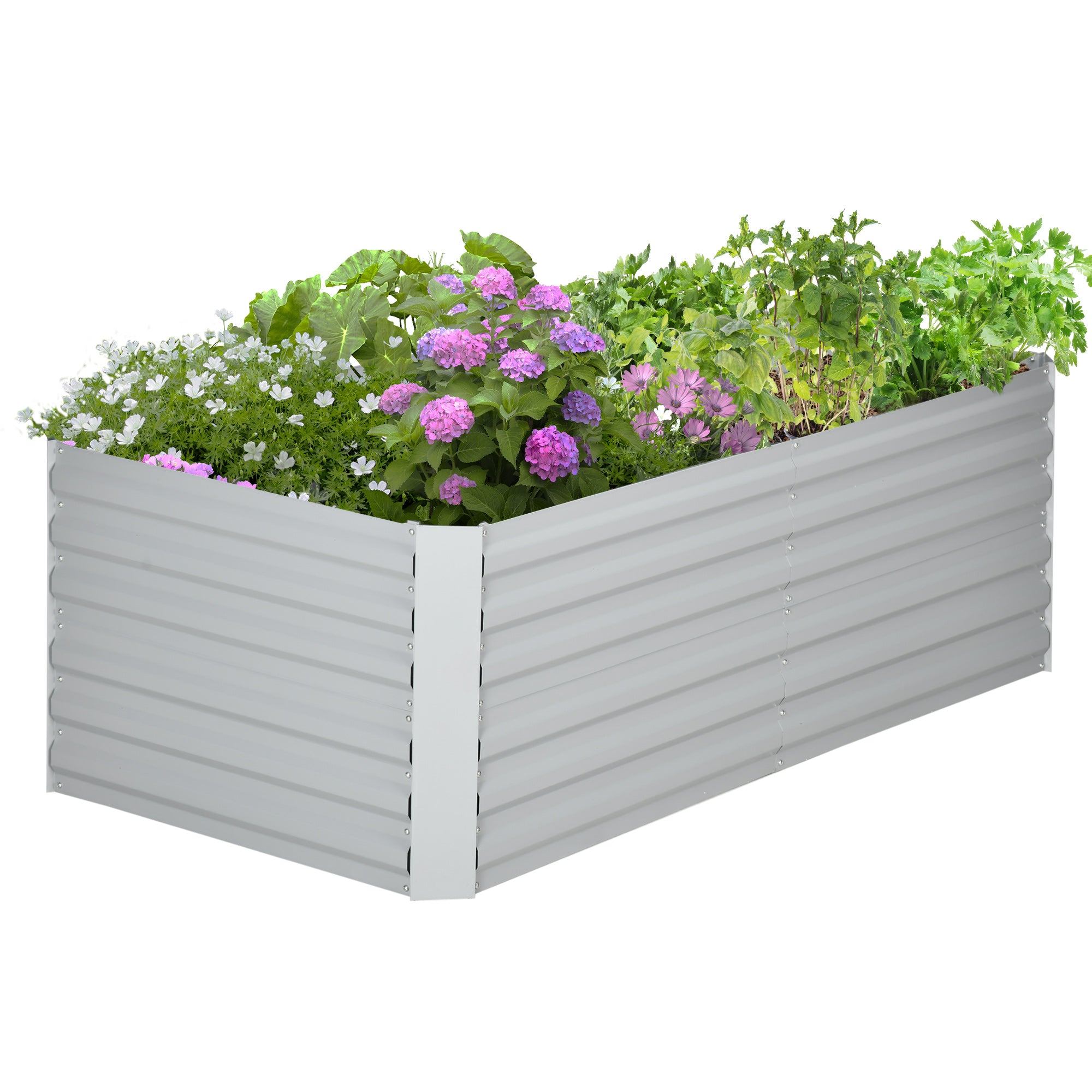 Outsunny Pflanzenkübel, Handliches Blumenbeet zum Anpflanzen, Hegen und Pflegen, Hochbeet, Stahl, Hellgrau
