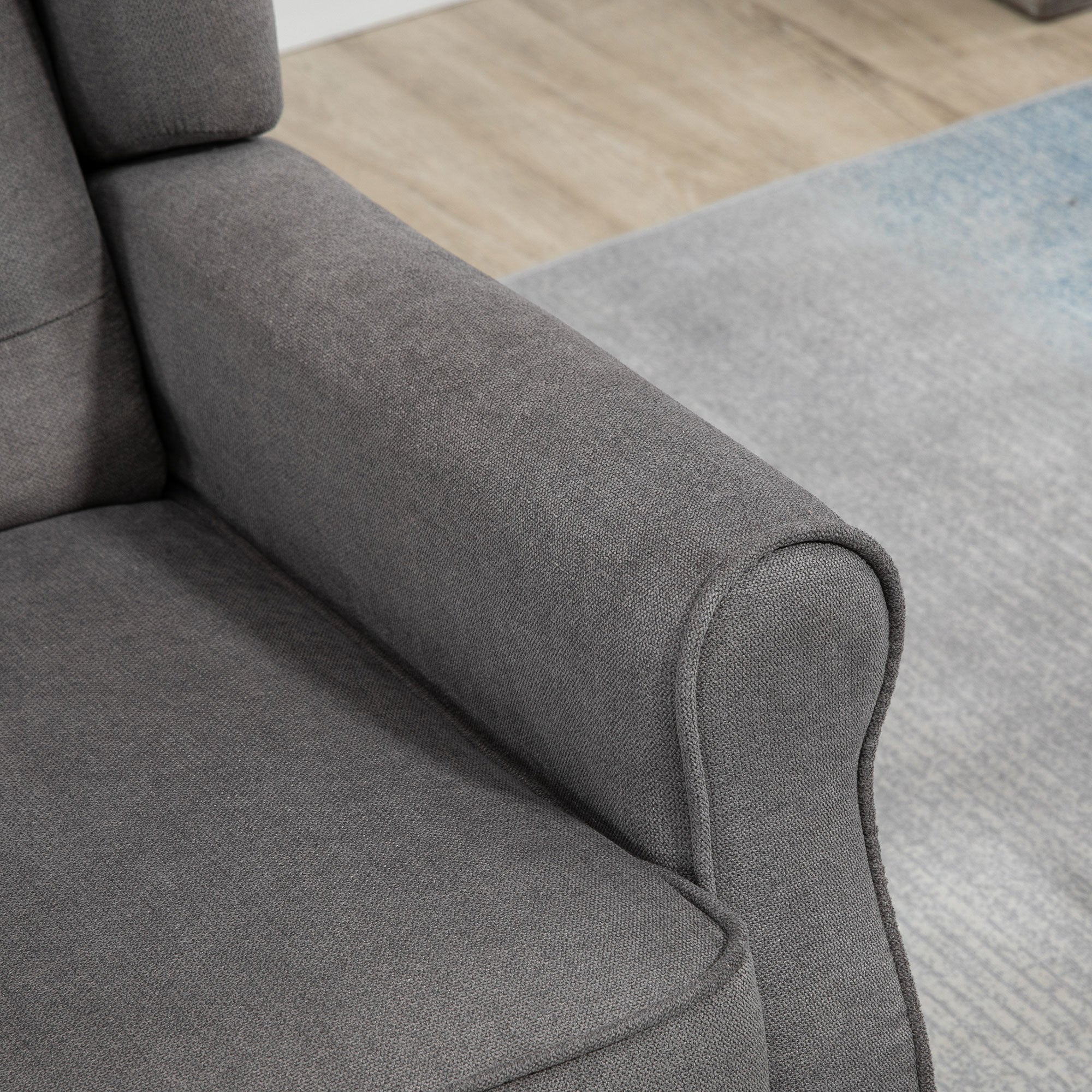 HOMCOM Ohrensessel im Vintage-Design, Lesesessel, Akzentsessel, Holzbeine, Knopfheftung, Grau + Schwarz