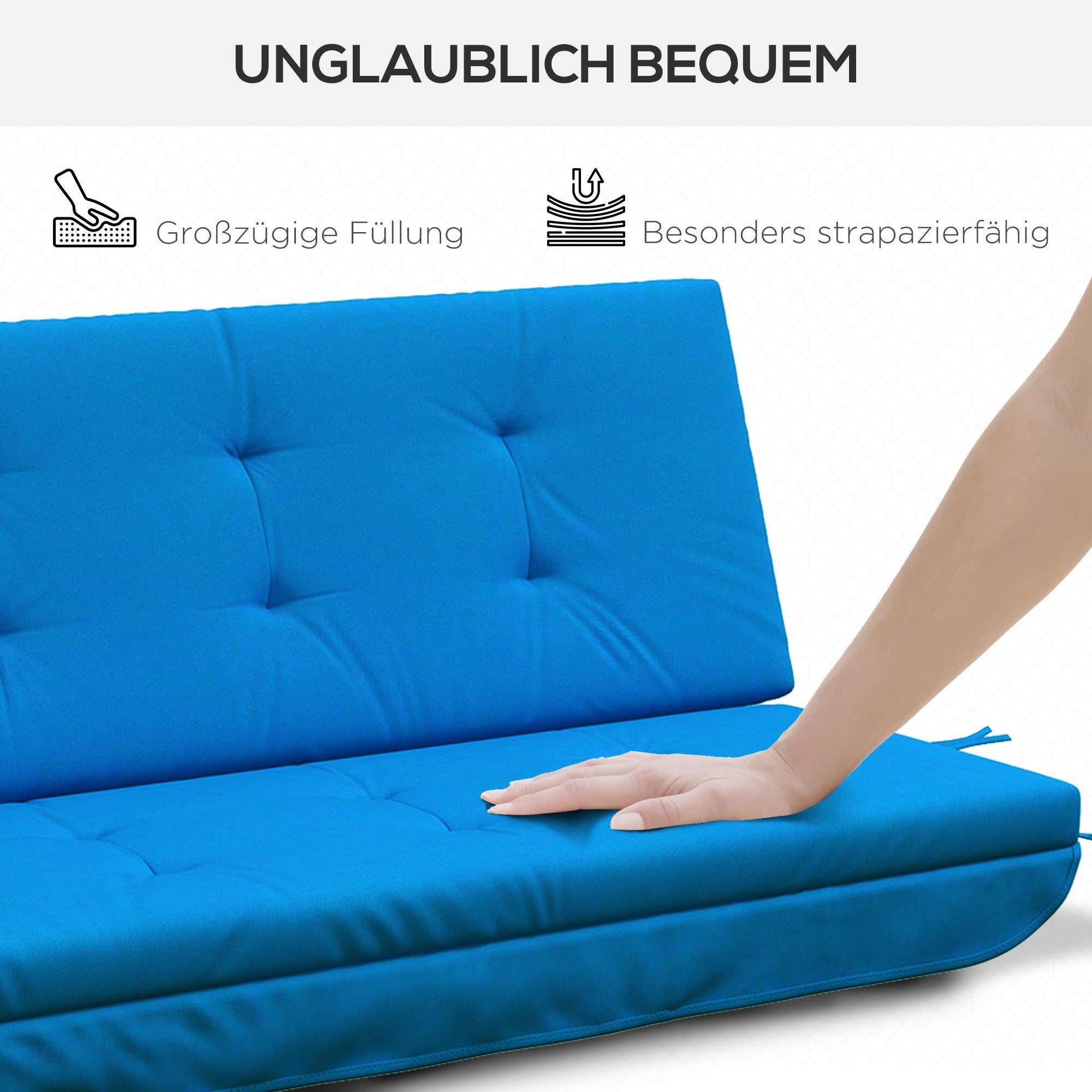 Outsunny Auflagen-Set für Hollywoodschaukel 170 cm Stuhlkissen Schaukelauflage Sitzkissen Gartenschaukel Gartenpolster Rückenkissen Seitenkissen Blau