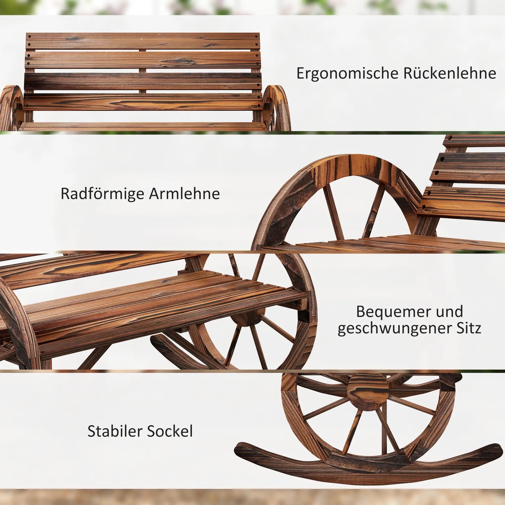 Outsunny 2-Sitzer Schaukelbank aus Holz im rustikalen Design